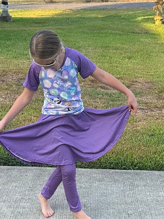 Purple squishmallow twirl skirt leggings