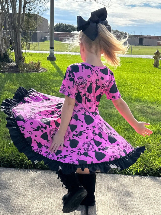 Pink and Black Fancy Doll Twirl Dress