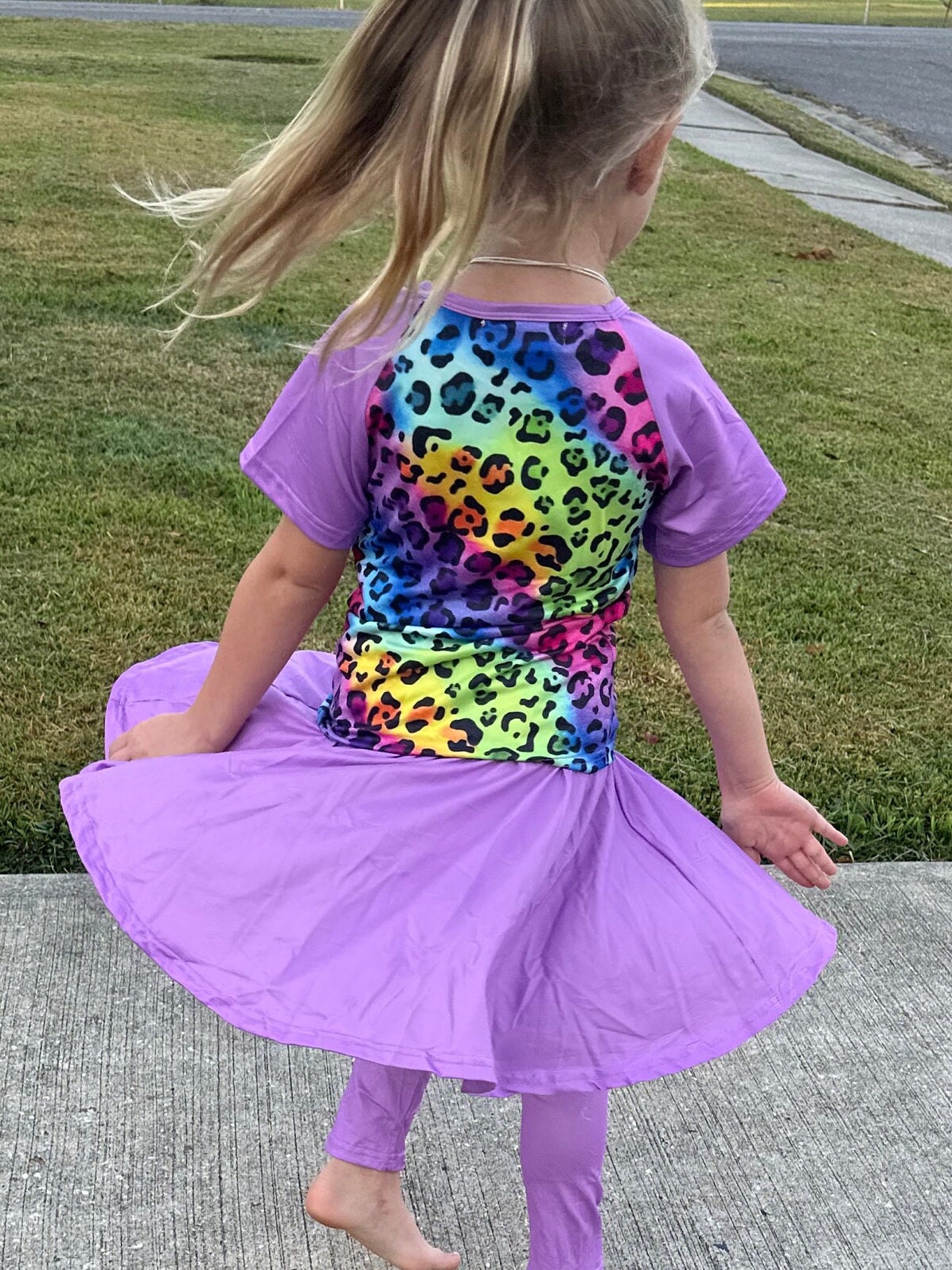 Rainbow Leopard twirl skirt leggings