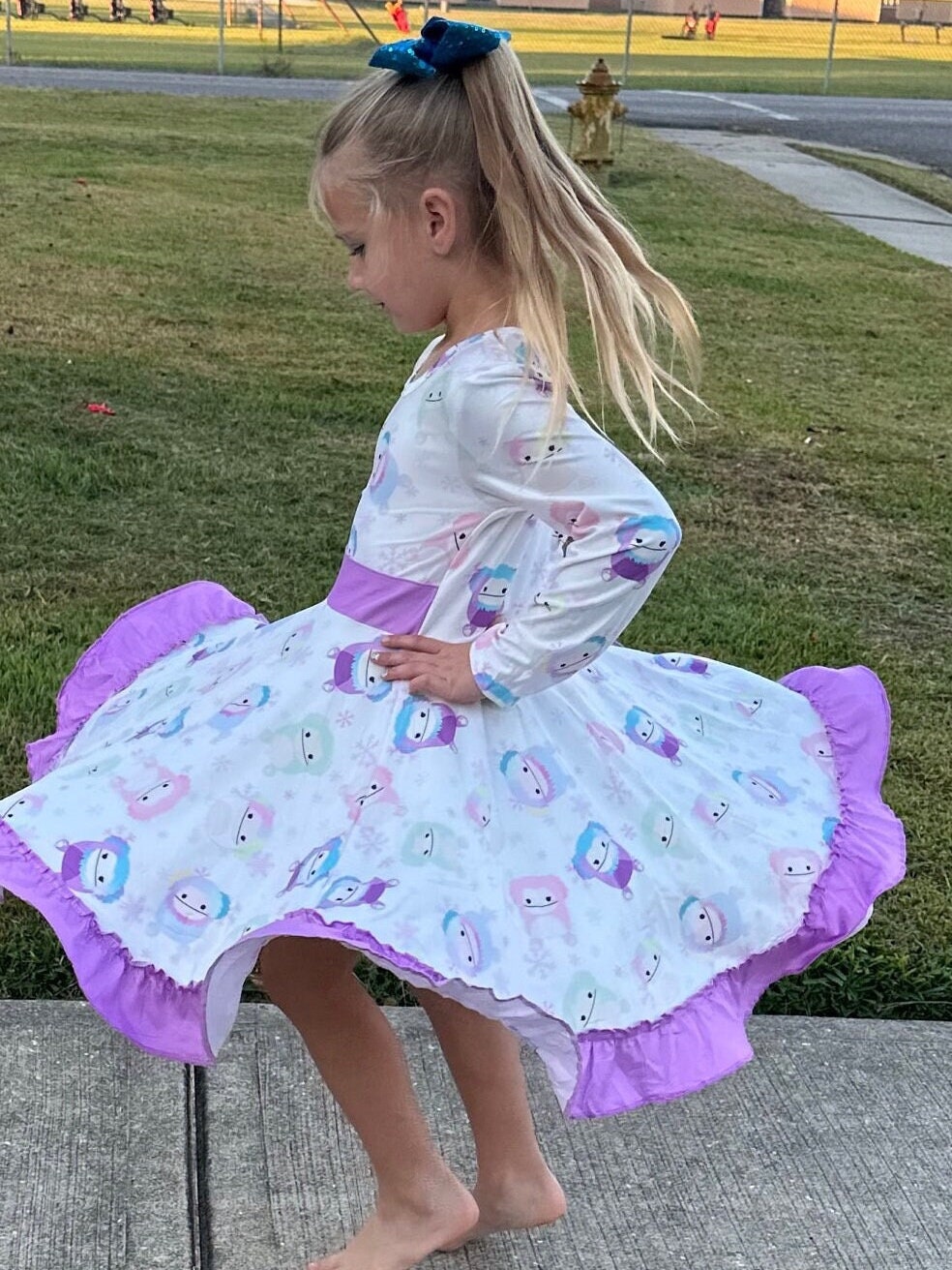 Squishmallow Winter abominable Bow Back Twirl Dress