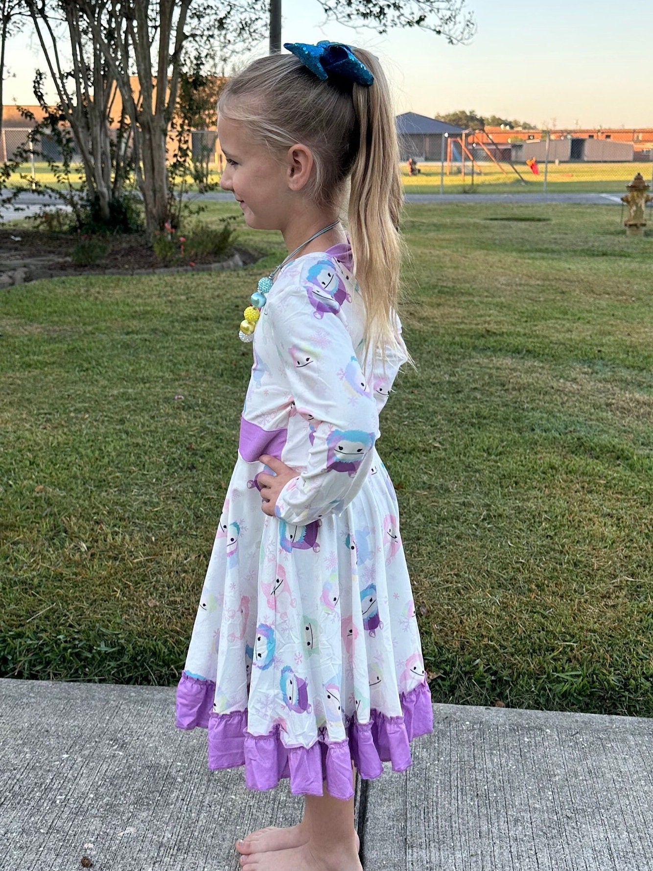 Squishmallow Winter abominable Bow Back Twirl Dress