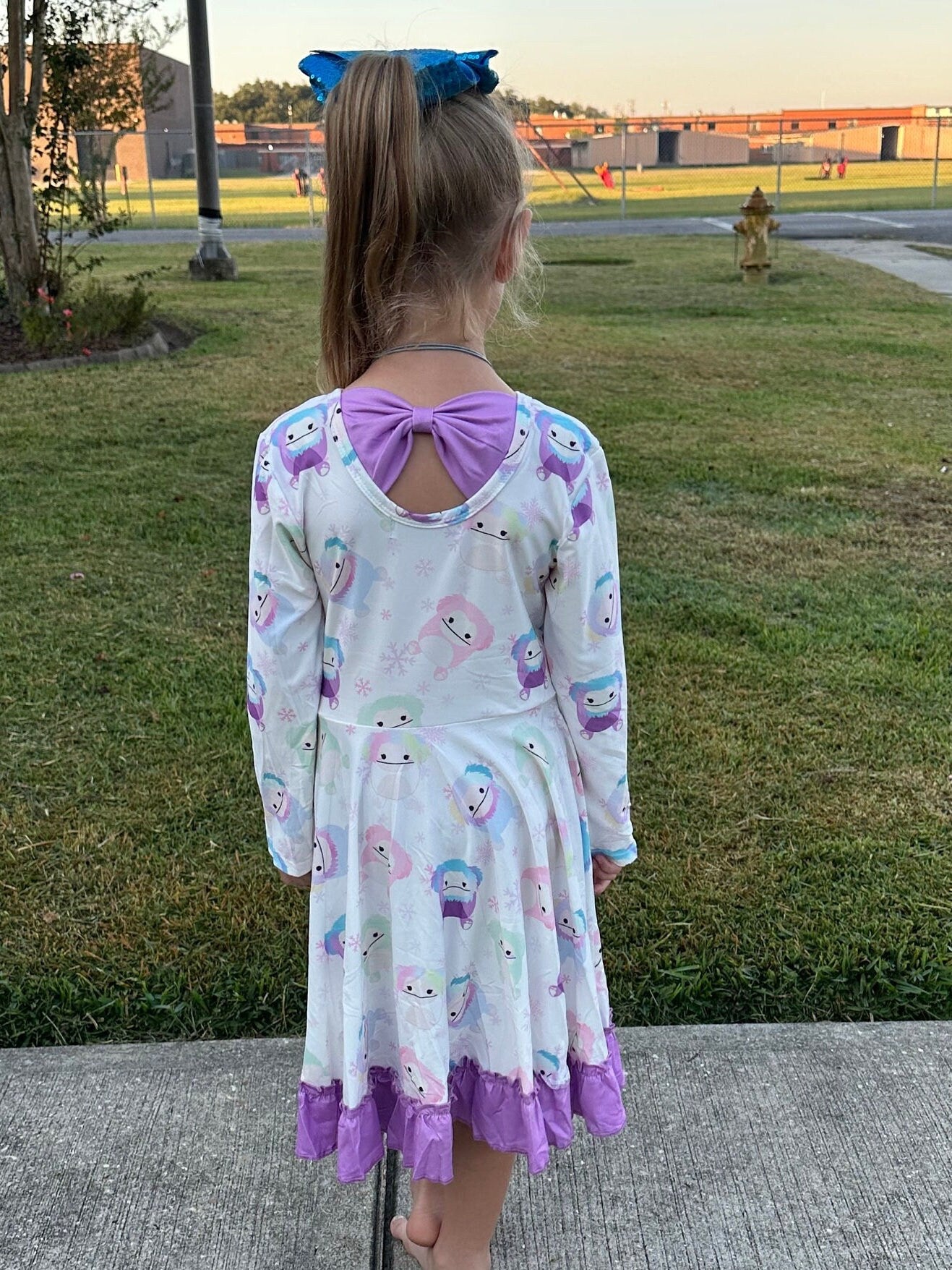 Squishmallow Winter abominable Bow Back Twirl Dress