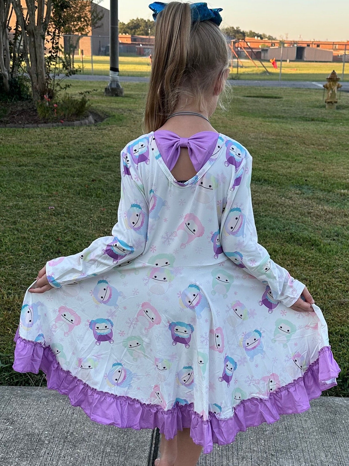 Squishmallow Winter abominable Bow Back Twirl Dress