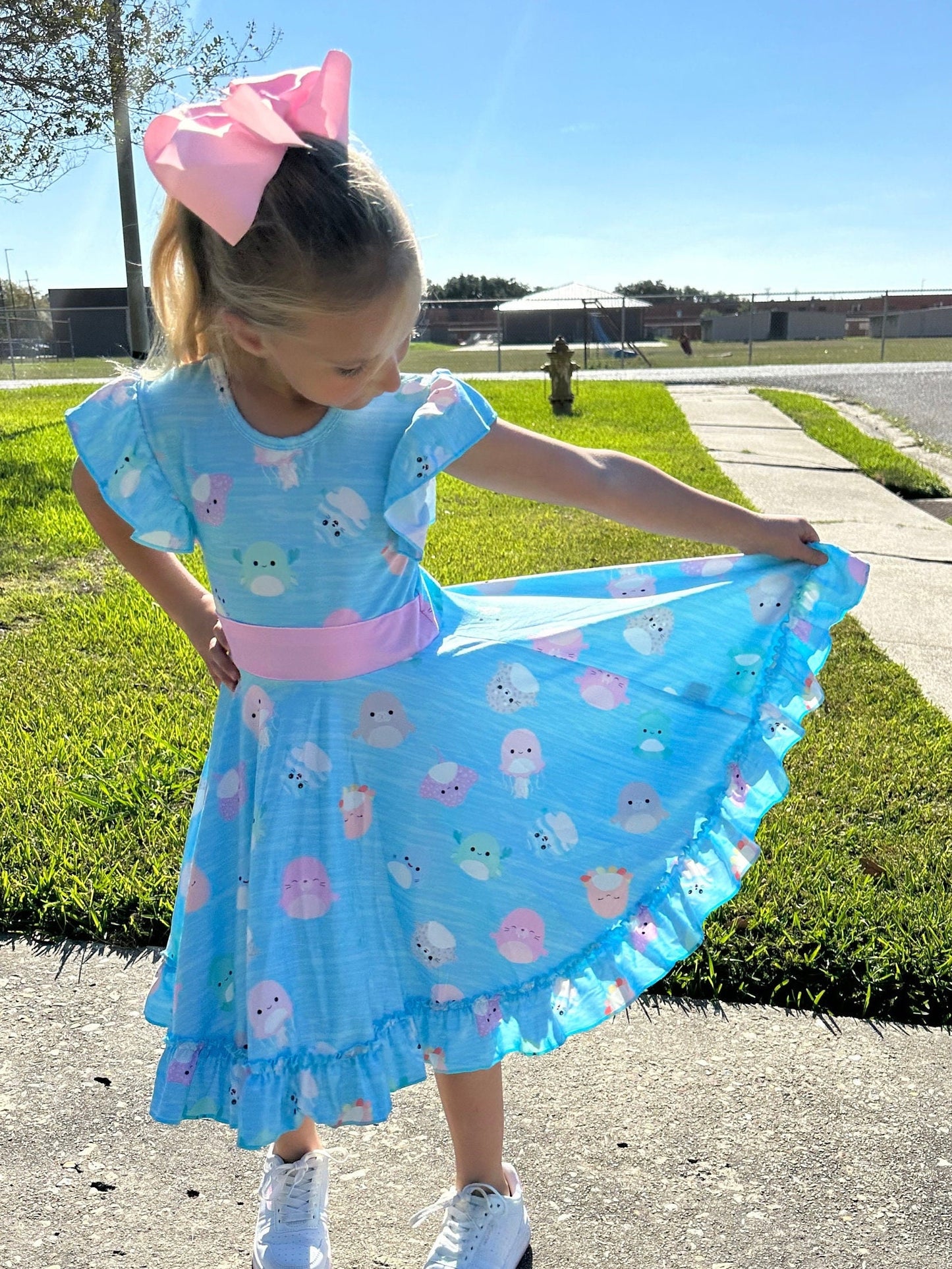 Squishmallow Ocean Friends Bow Back Twirl Dress