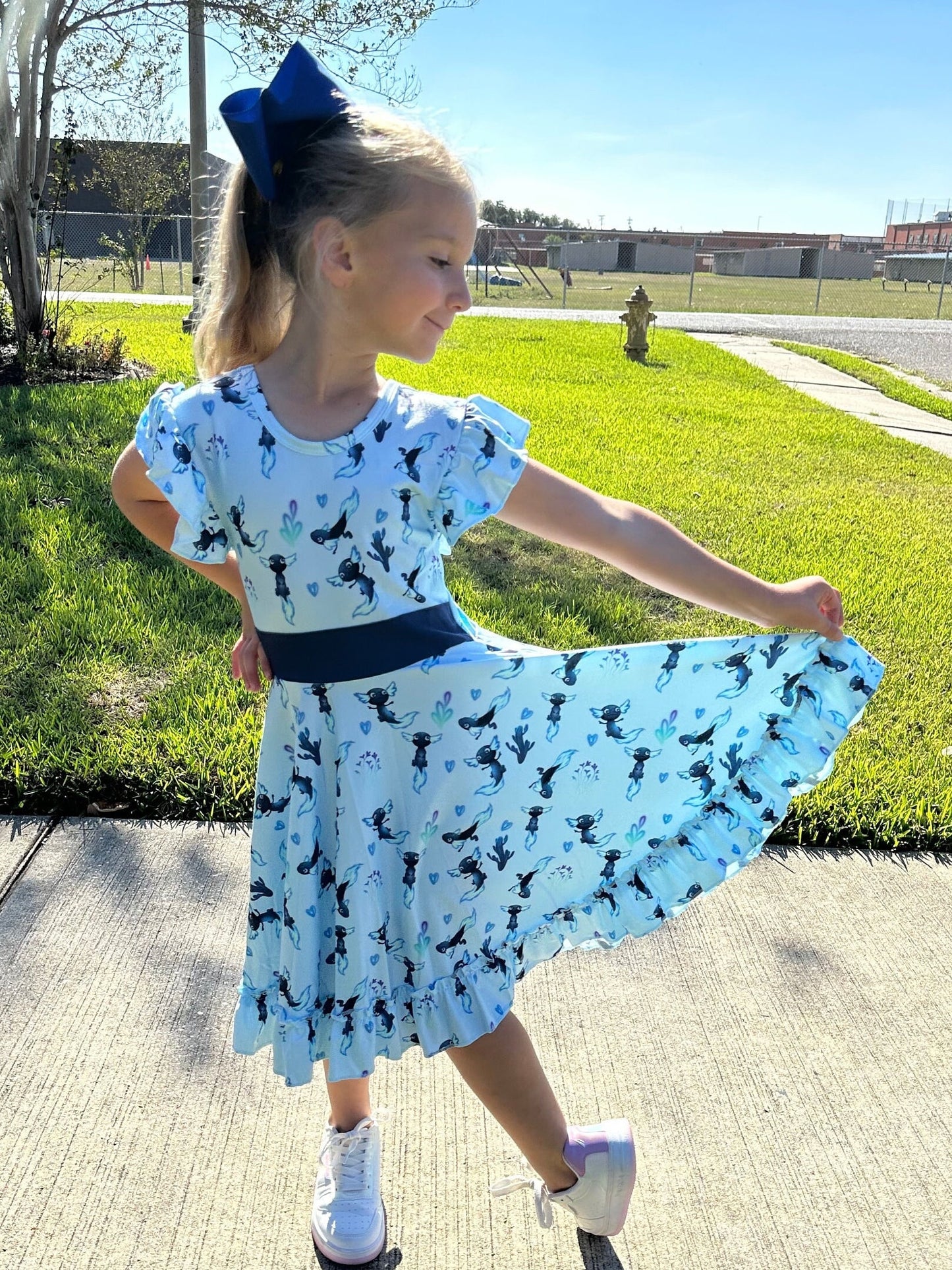 Axolotl Bow Back Twirl Dress