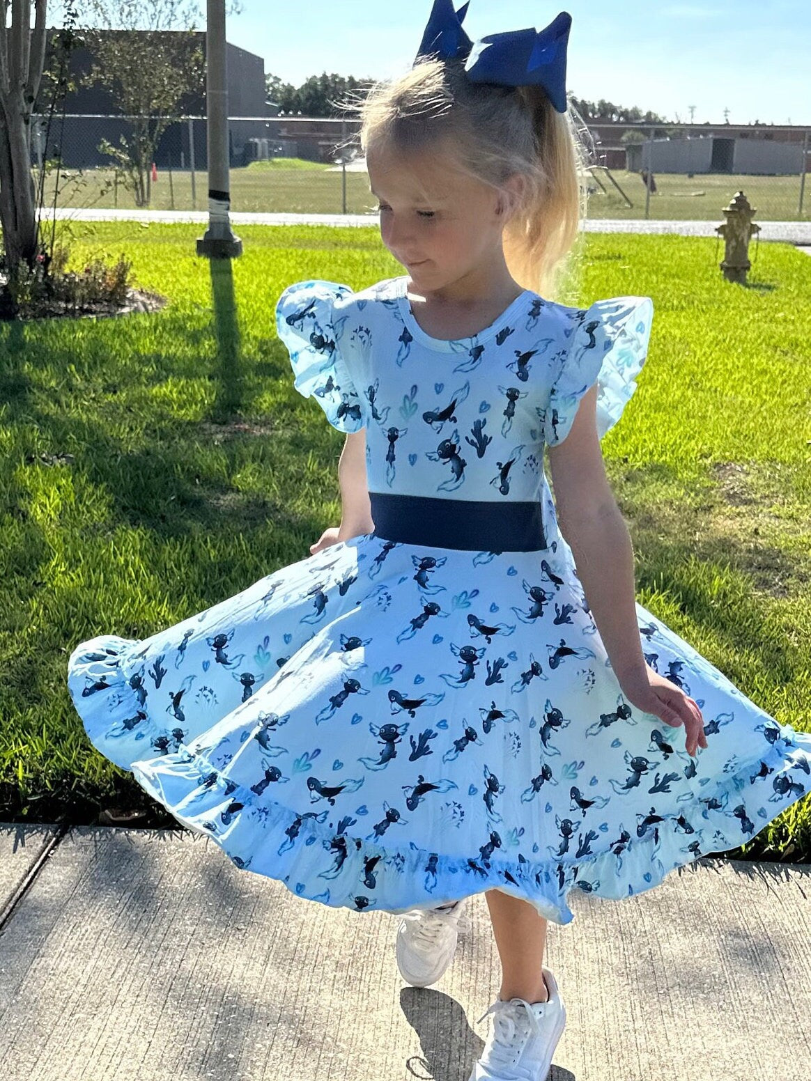 Axolotl Bow Back Twirl Dress