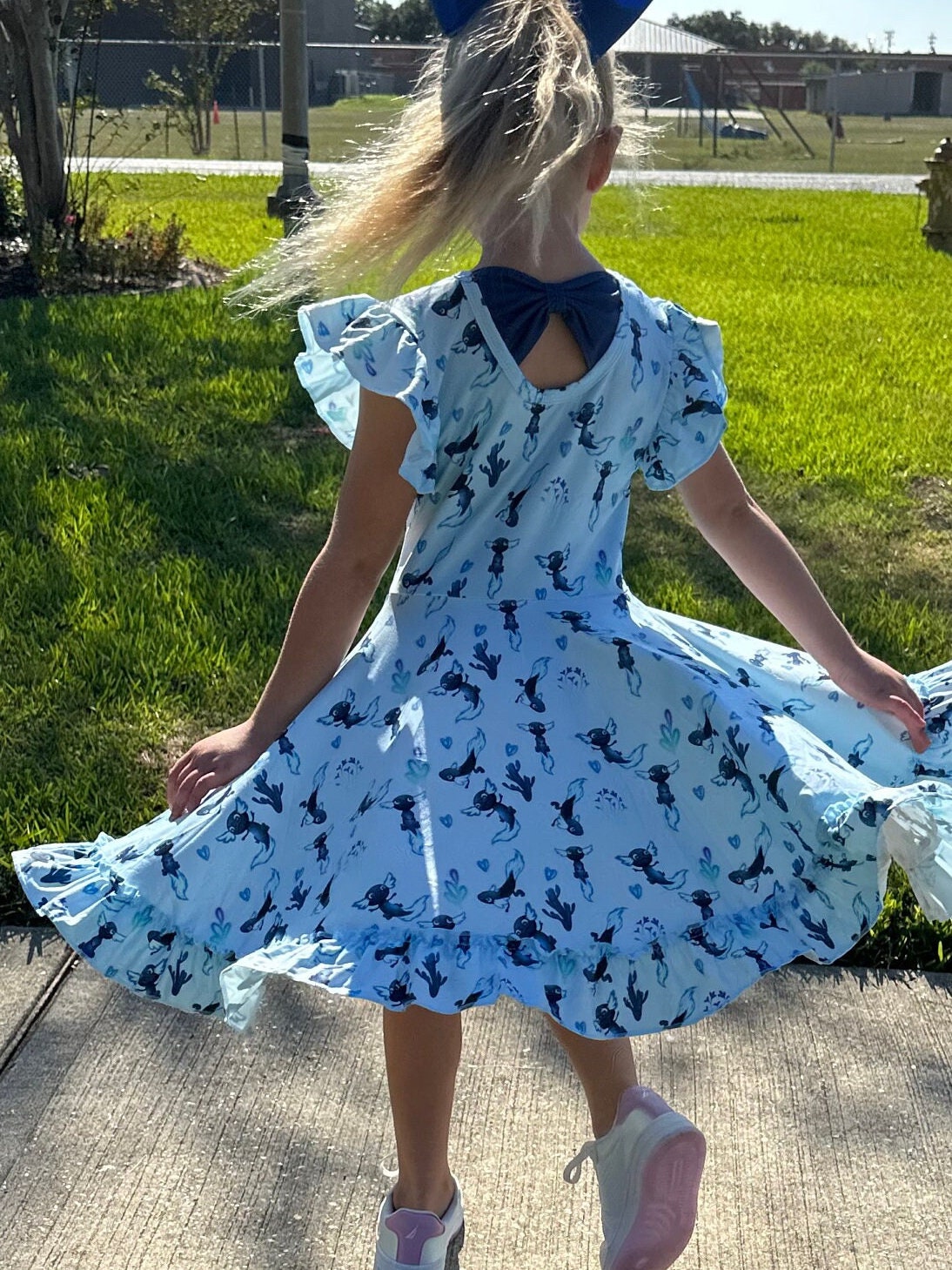 Axolotl Bow Back Twirl Dress