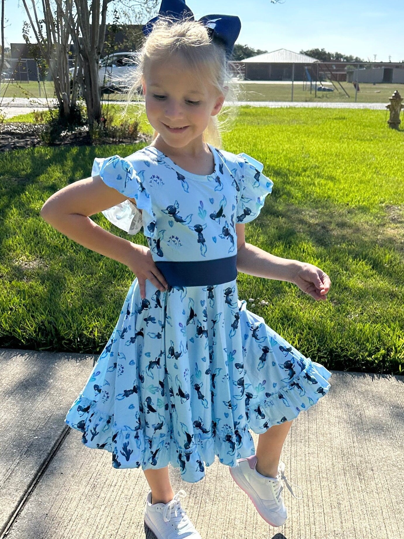 Axolotl Bow Back Twirl Dress