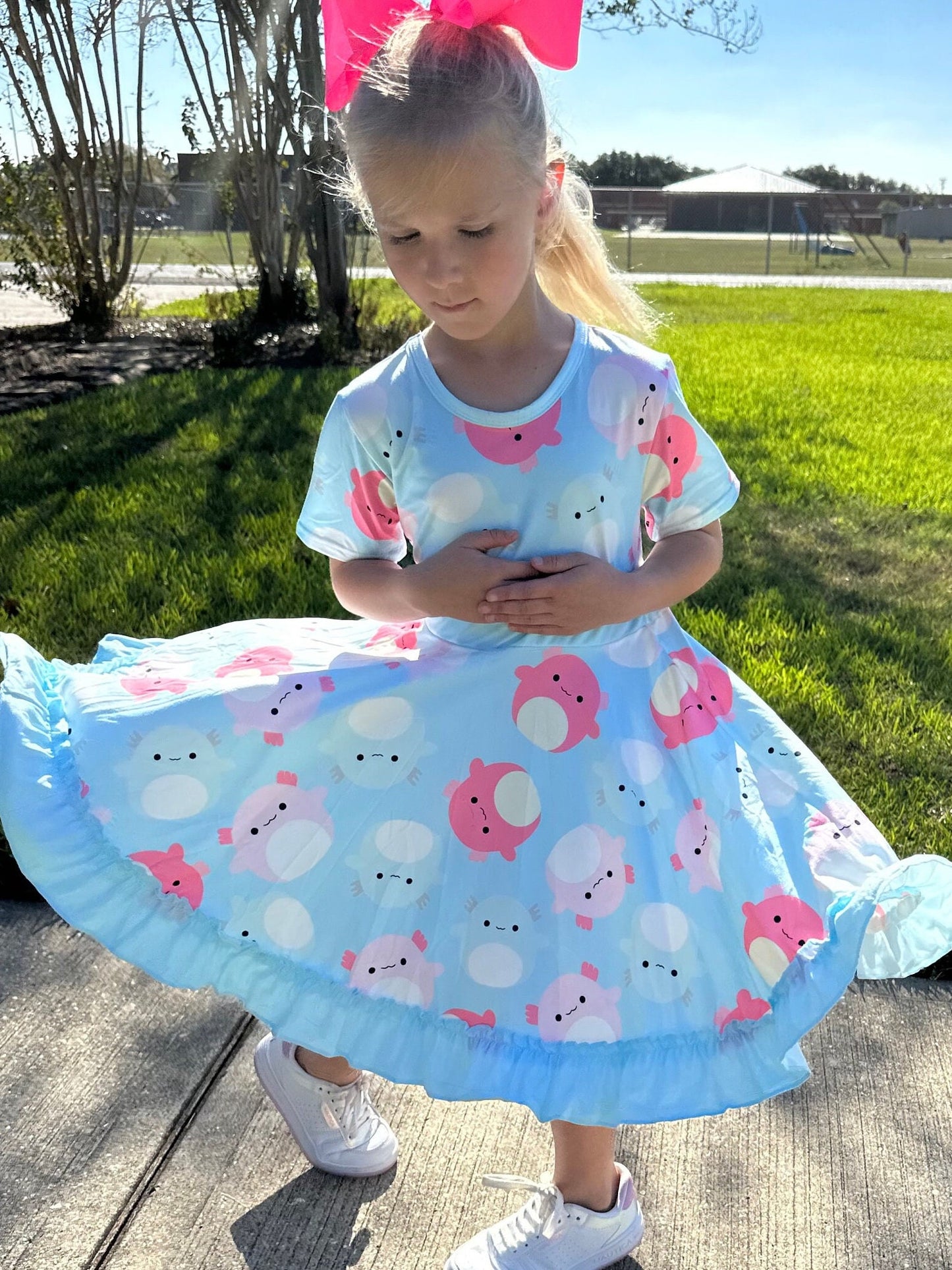 Axolotl Squishmallow Twirl Dress