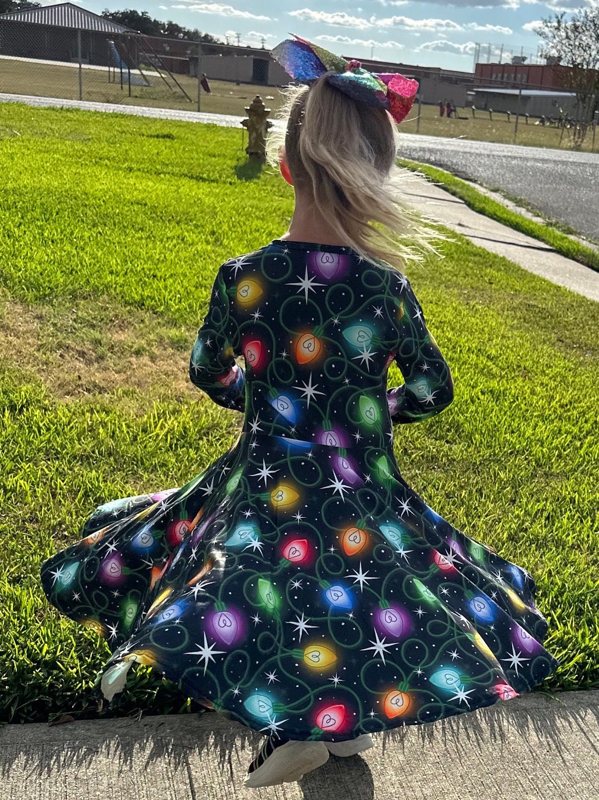 Christmas lights twirl dress