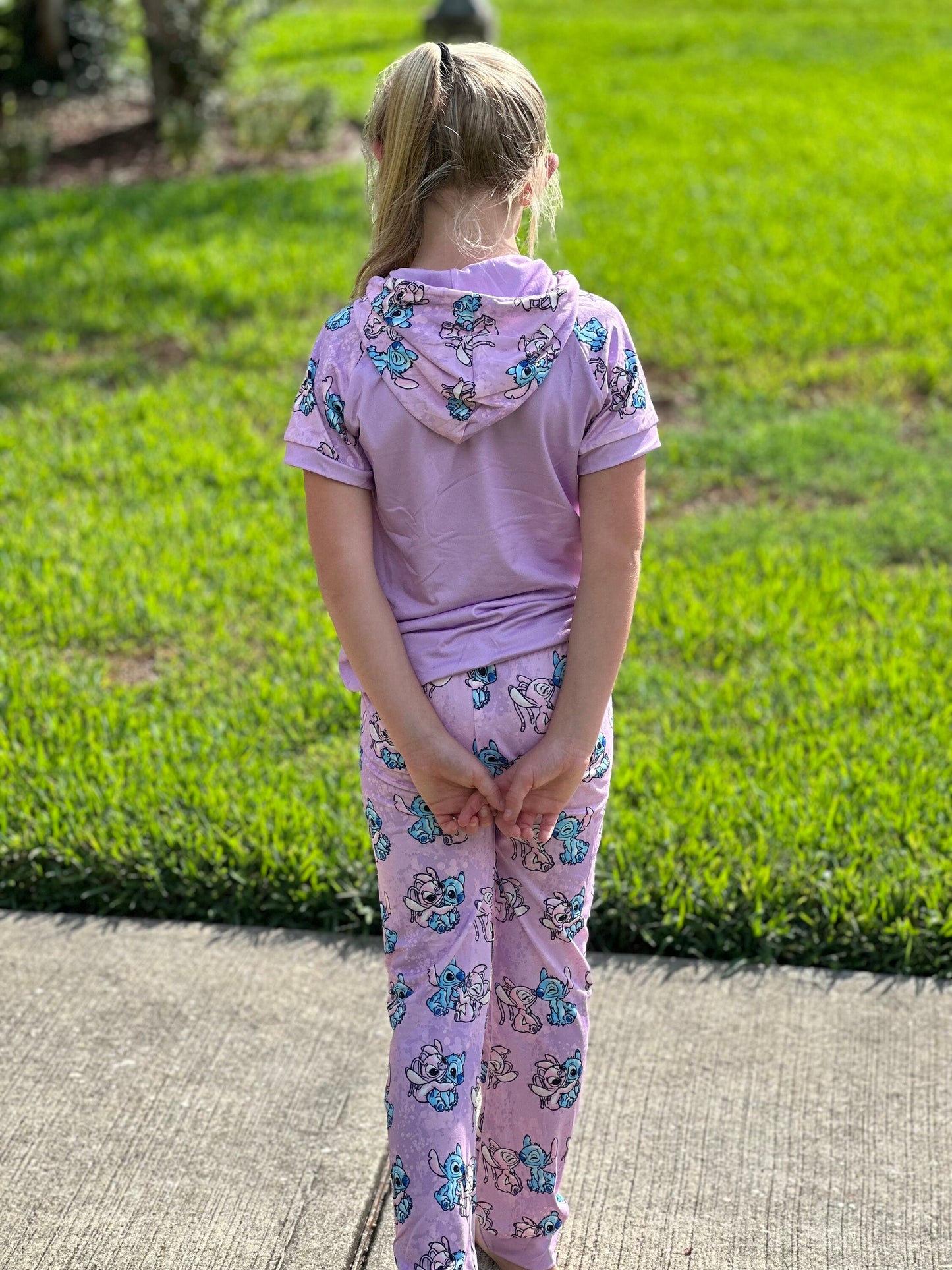 Purple Blue Alien and Girlfriend jogger set