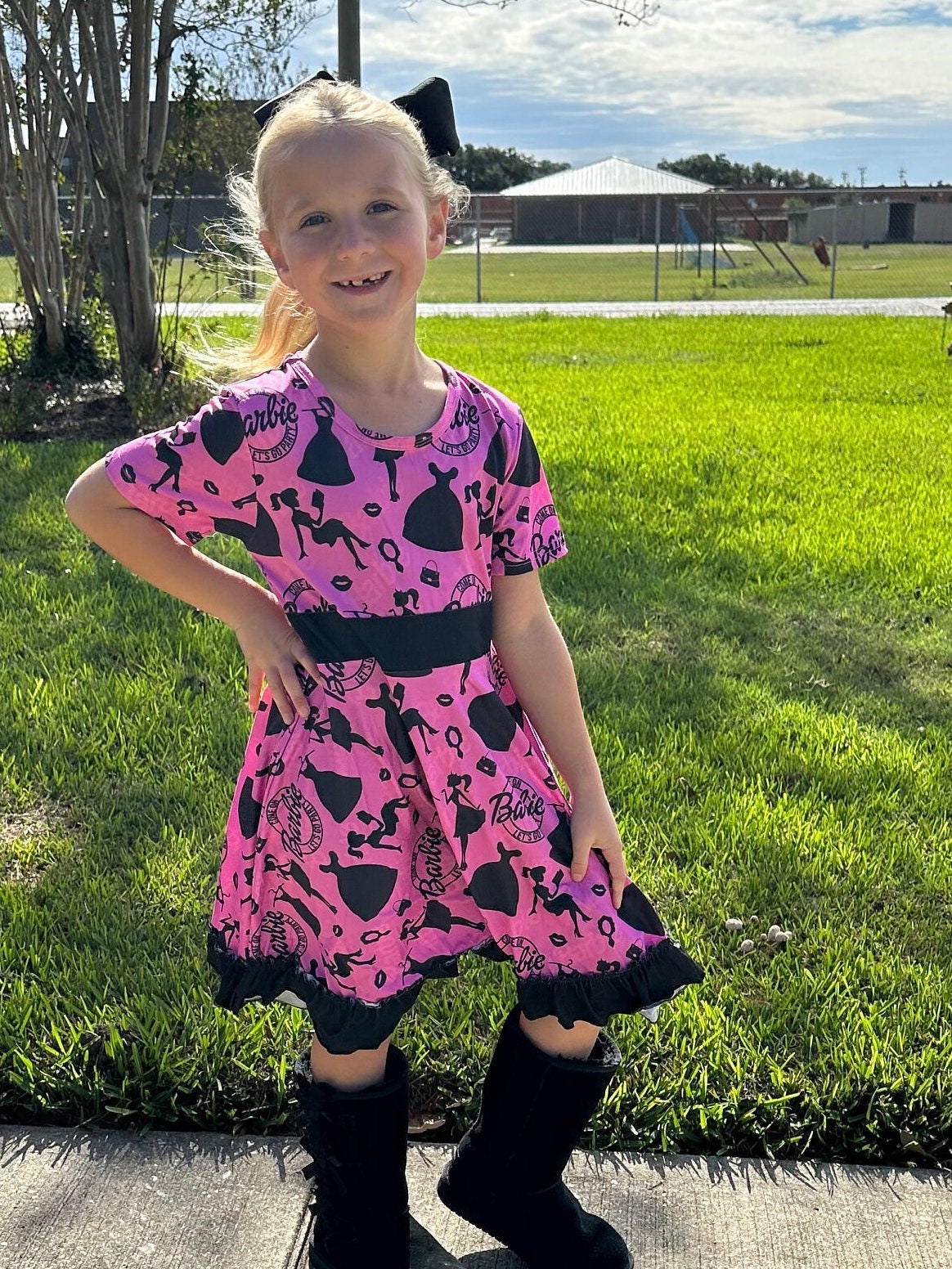 Pink and Black Fancy Doll Twirl Dress