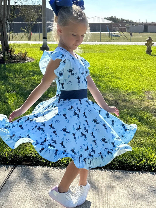 Axolotl Bow Back Twirl Dress