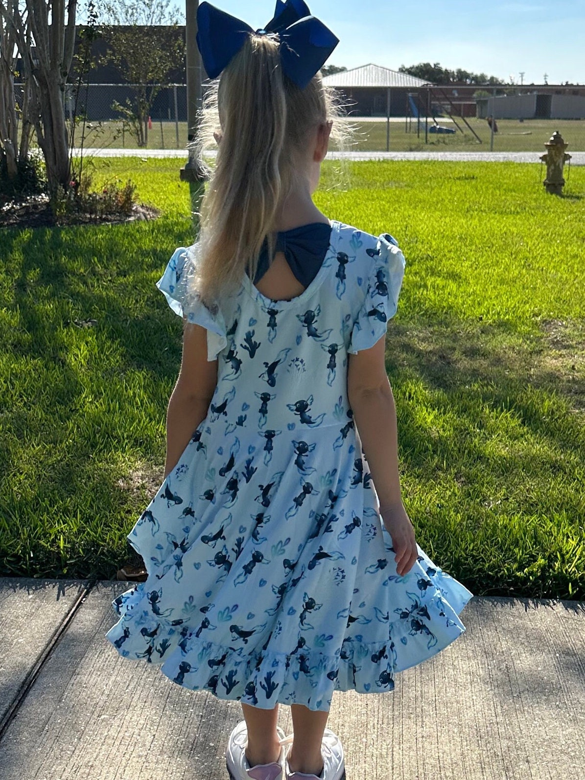 Axolotl Bow Back Twirl Dress