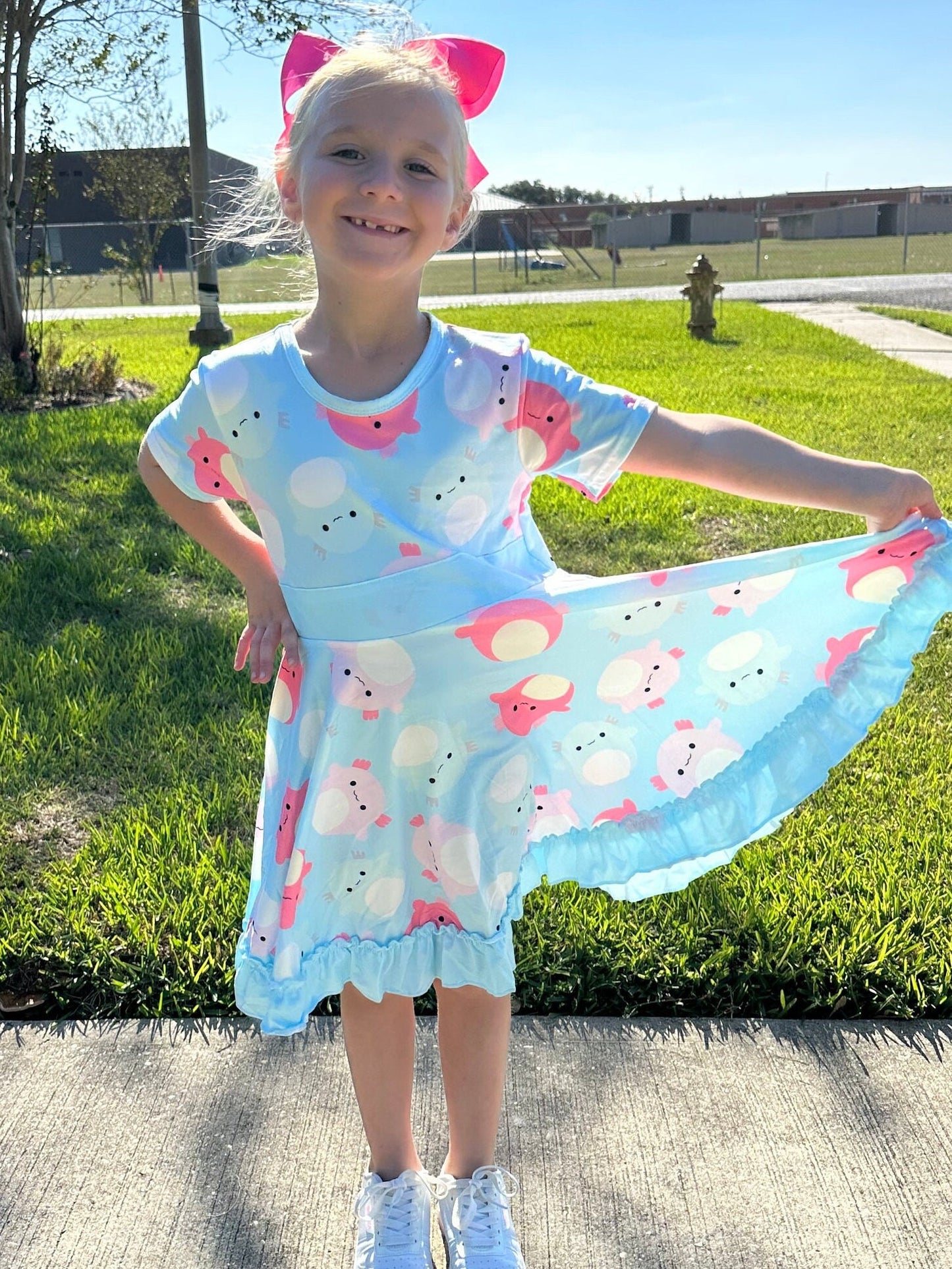 Axolotl Squishmallow Twirl Dress