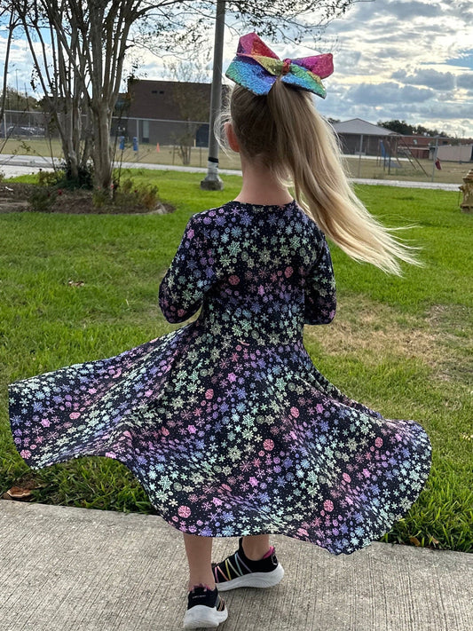 Rainbow Snowflakes Twirl Dress