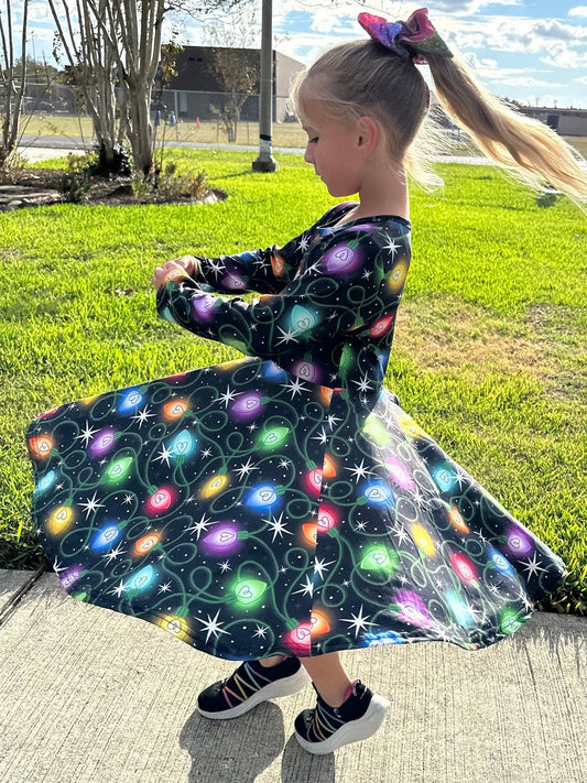 Christmas lights twirl dress