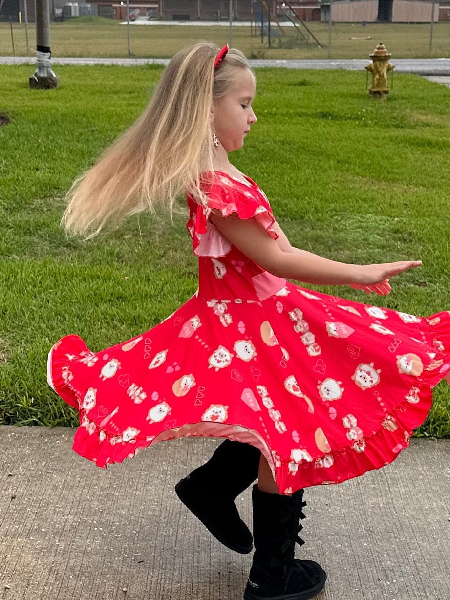 Hedgehog Love Bow Back Twirl Dress