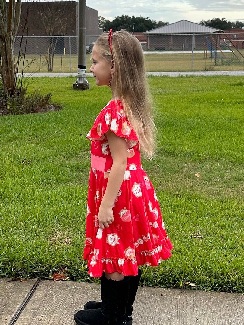 Hedgehog Love Bow Back Twirl Dress