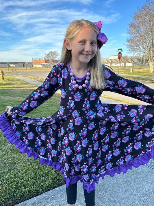 Purple birthday Twirl Dress