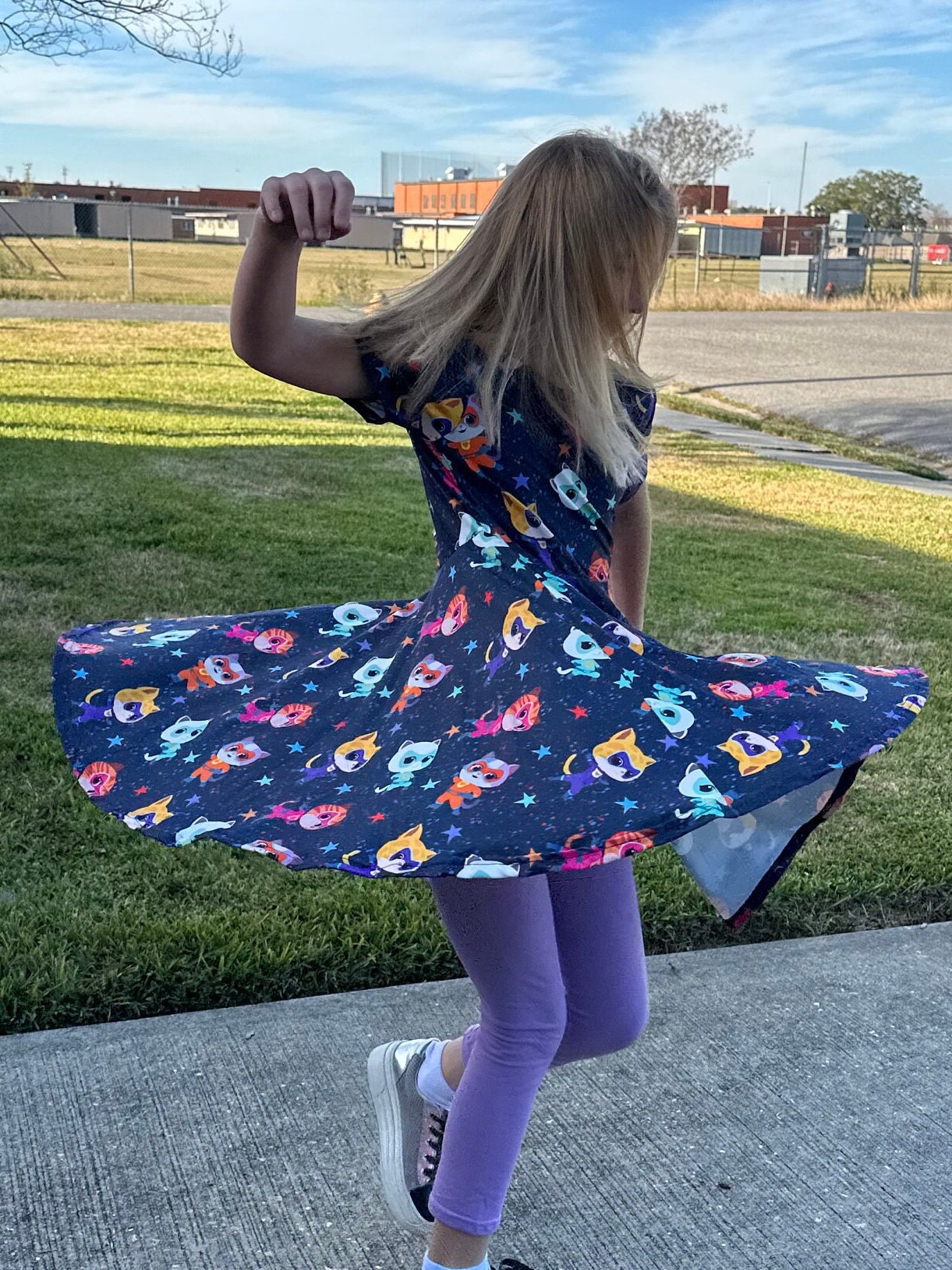 Super Cats Blue Twirl Dress