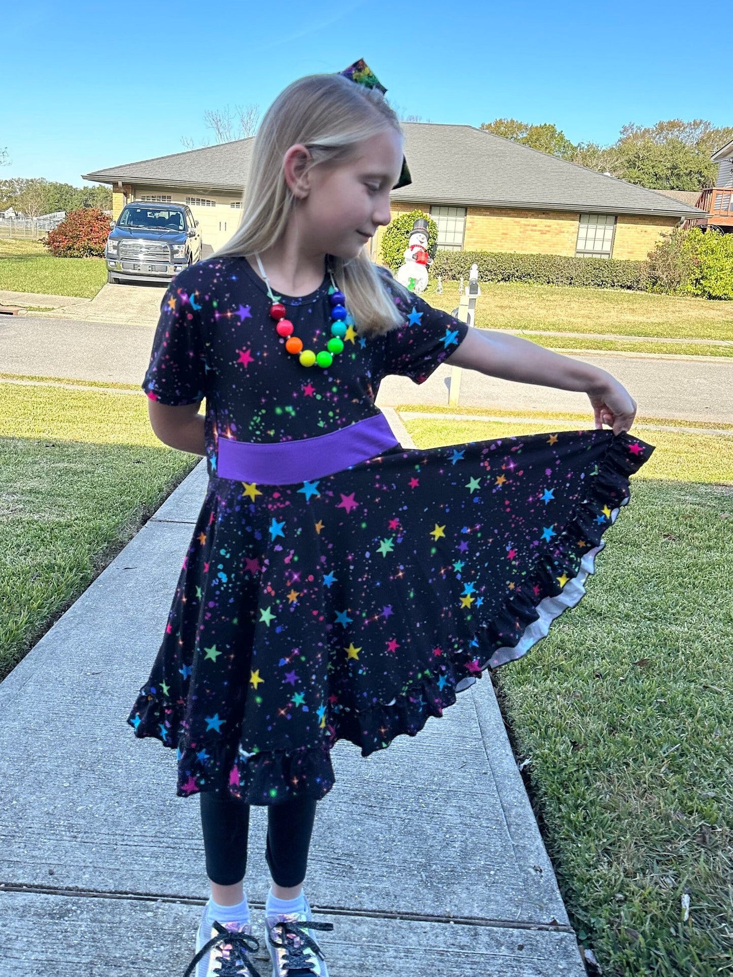 Rainbow Stars Twirl Dress