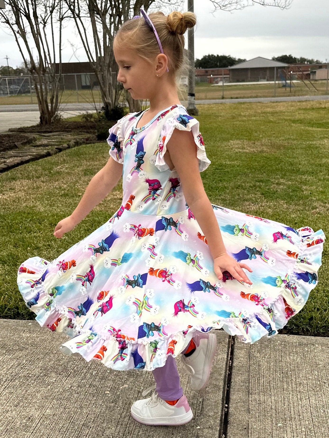 Trolls Bow Back Twirl Dress