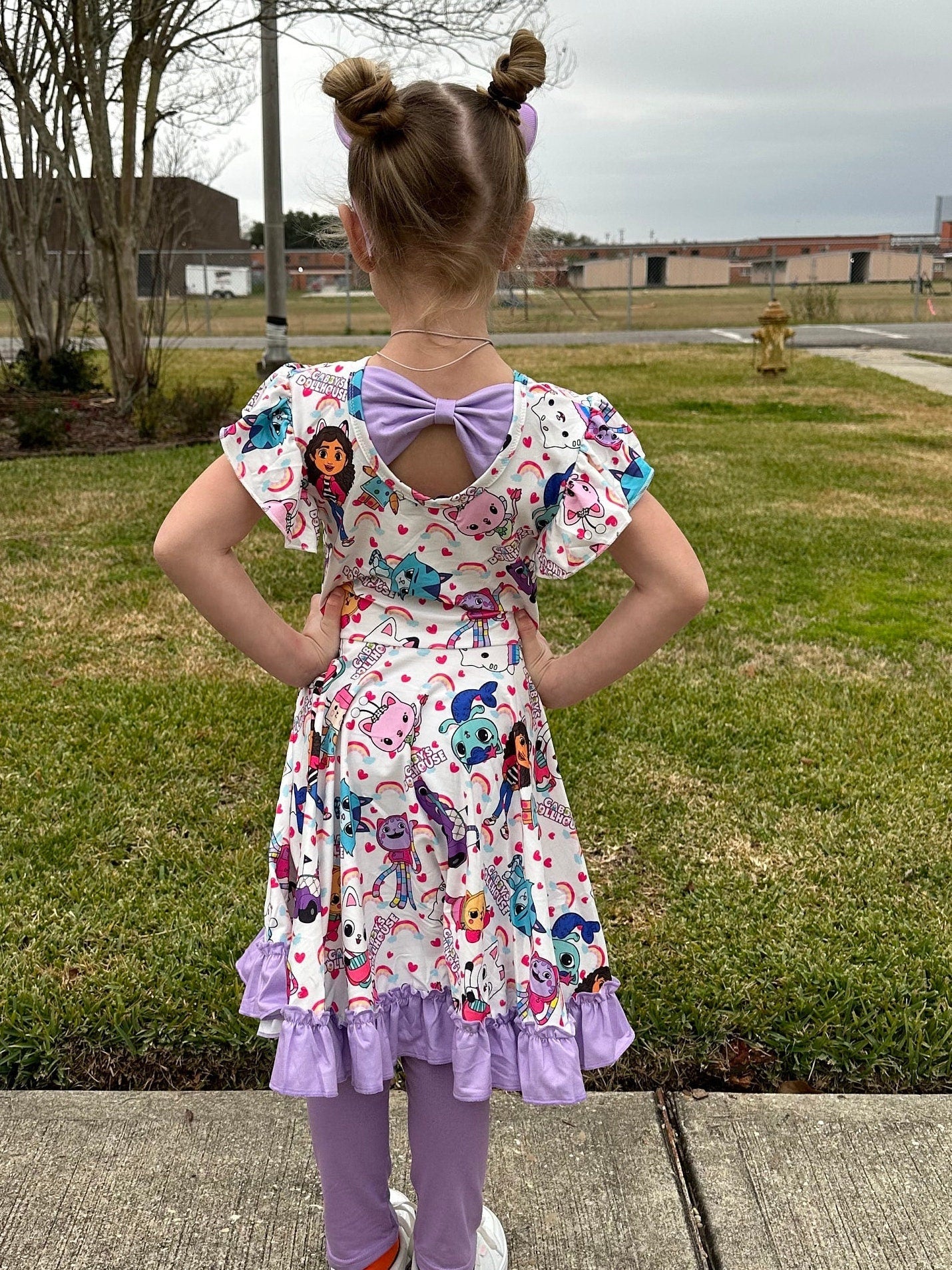 Dollhouse Rainbows Bow Back Twirl Dress