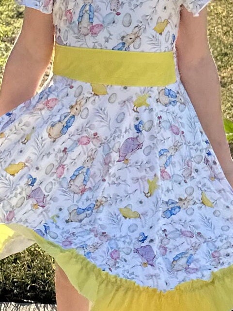 Easter Rabbit Bow Back Twirl Dress