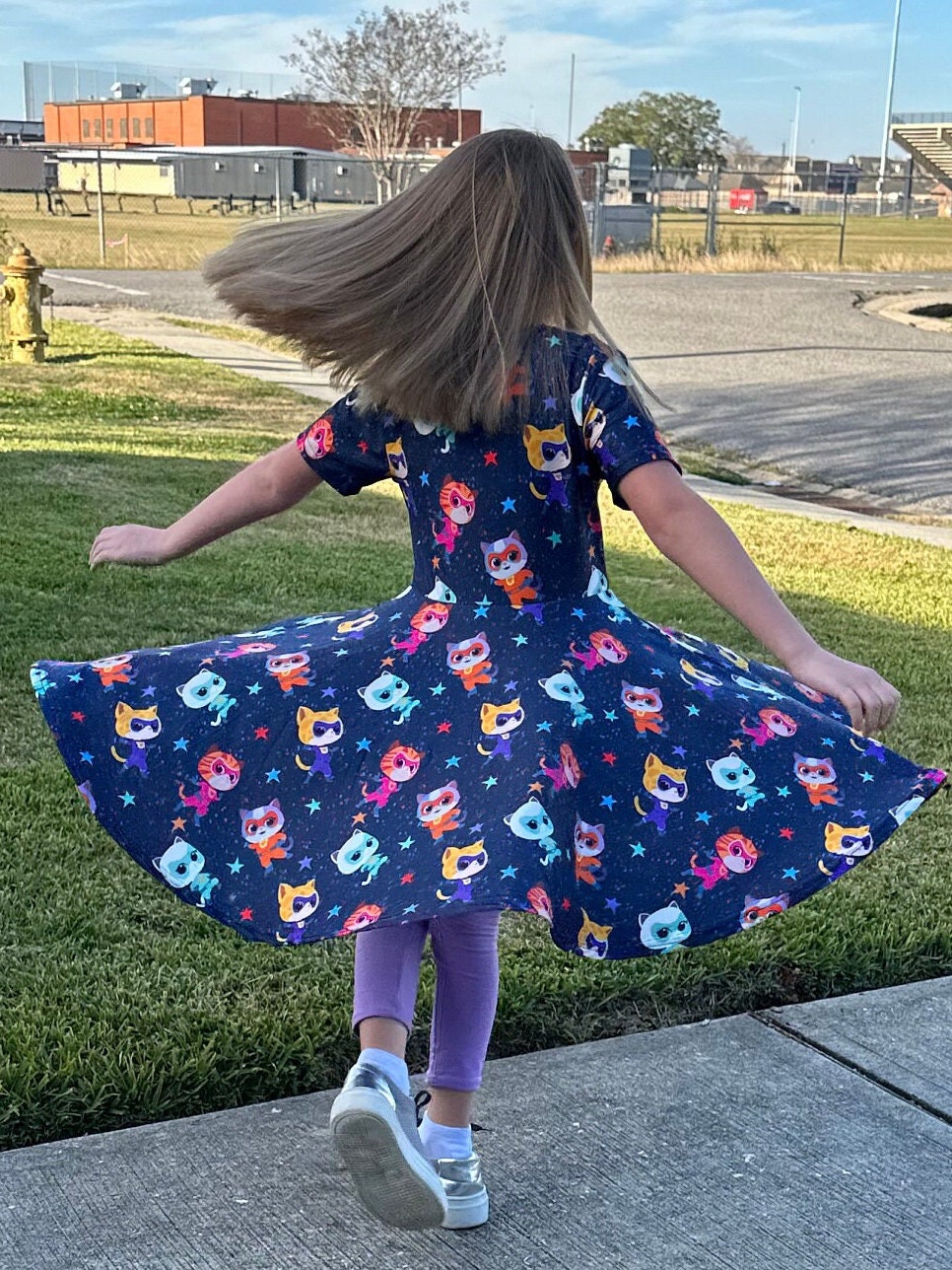 Super Cats Blue Twirl Dress