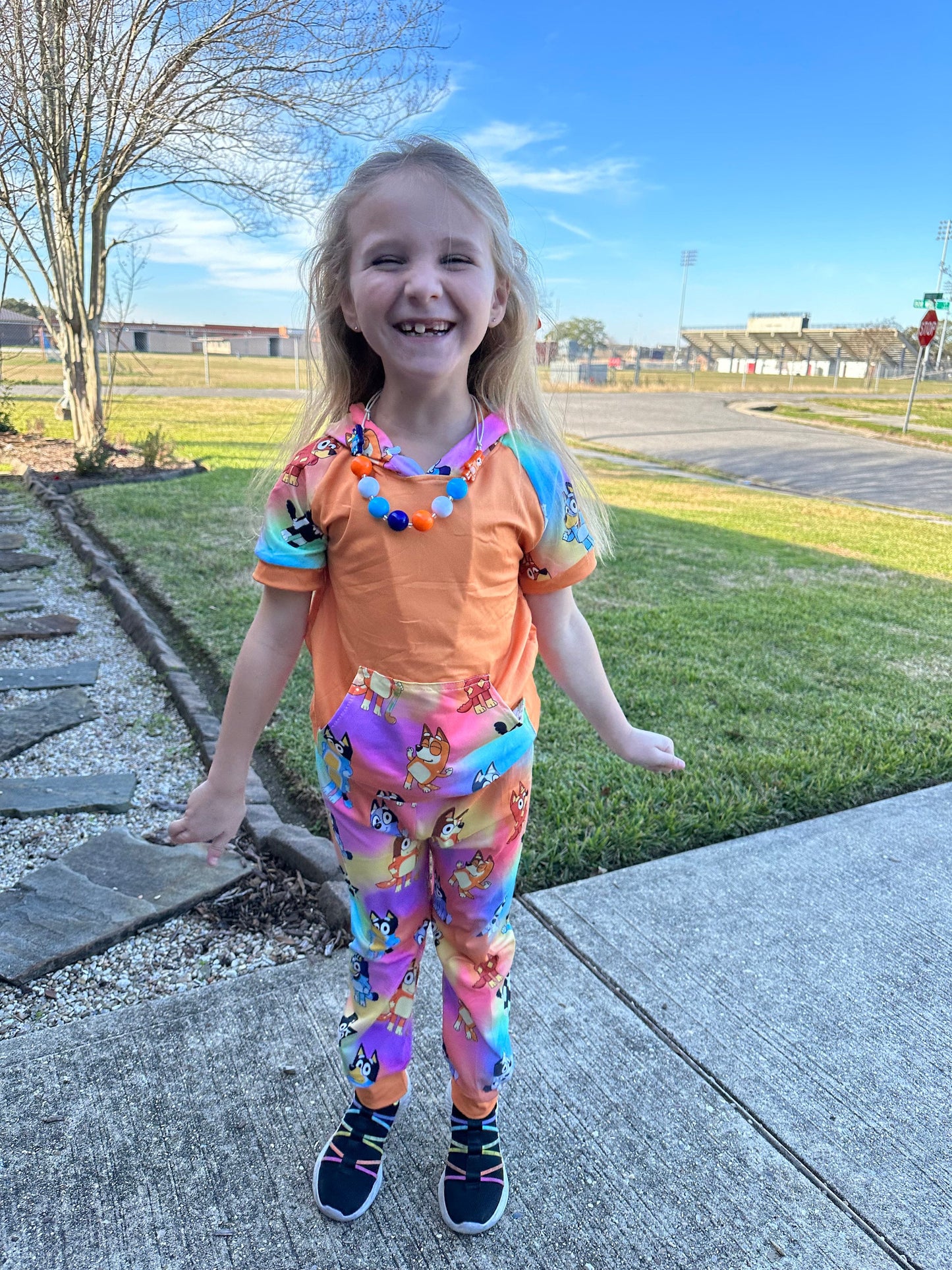 Rainbow Blue Dog and Friends Jogger Set