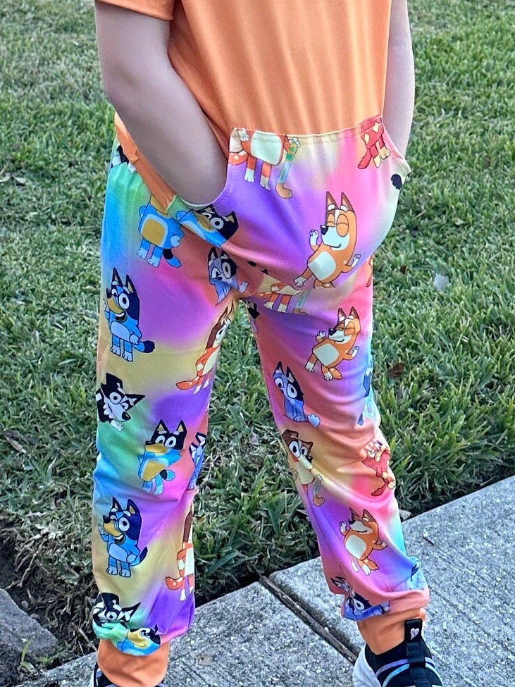 Rainbow Blue Dog and Friends Jogger Set