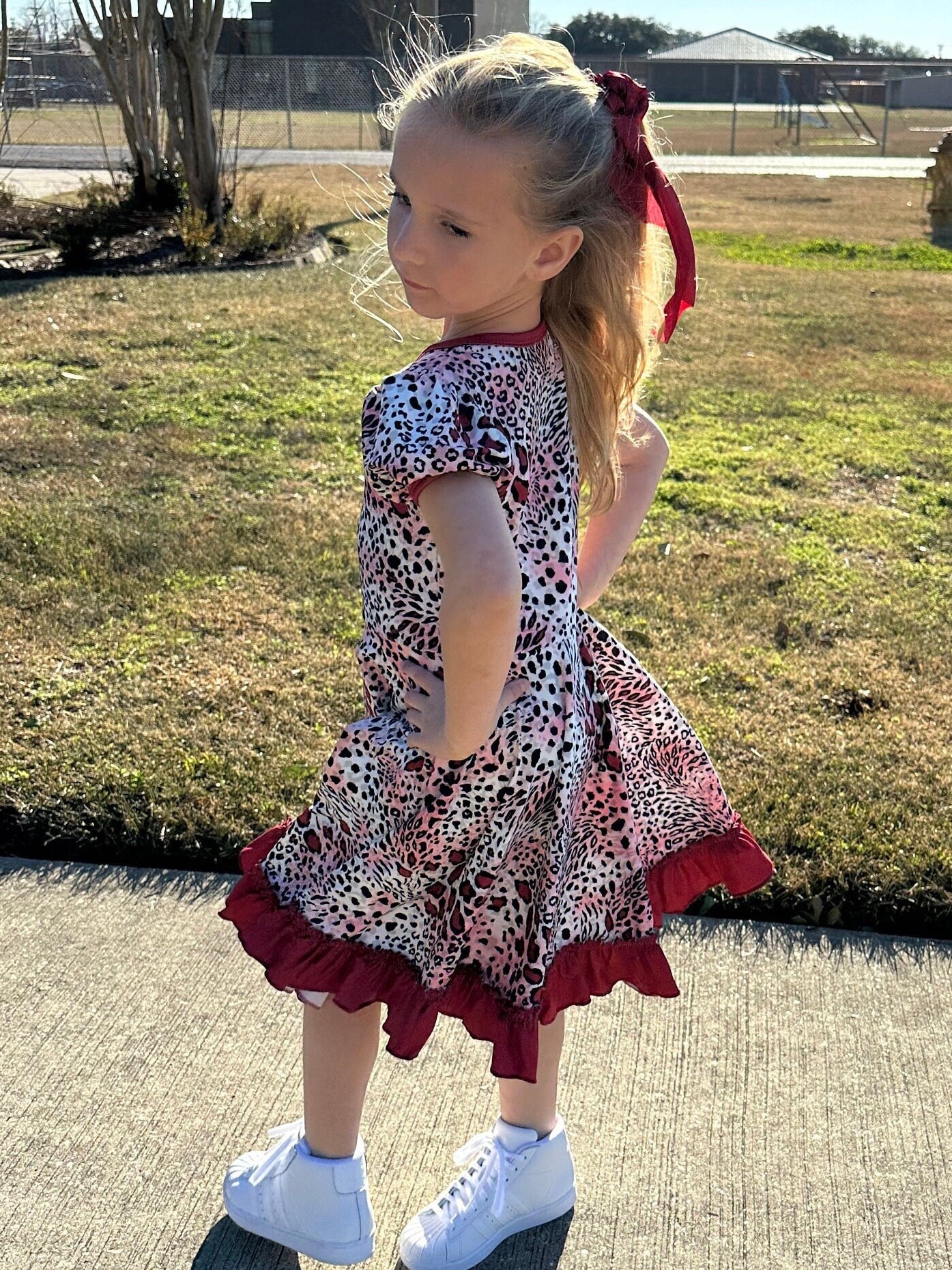 Ruby leopard twirl dress