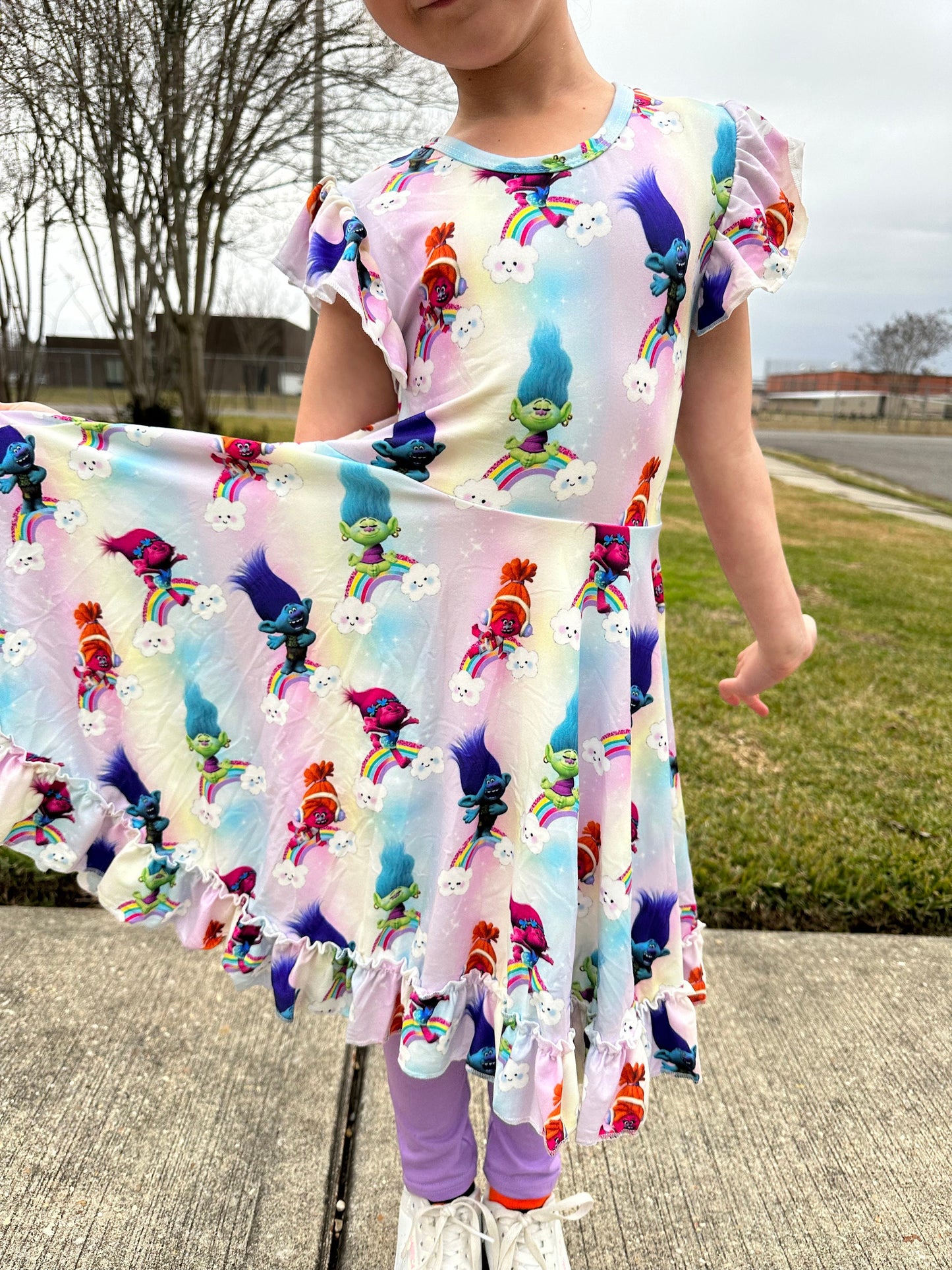 Trolls Bow Back Twirl Dress