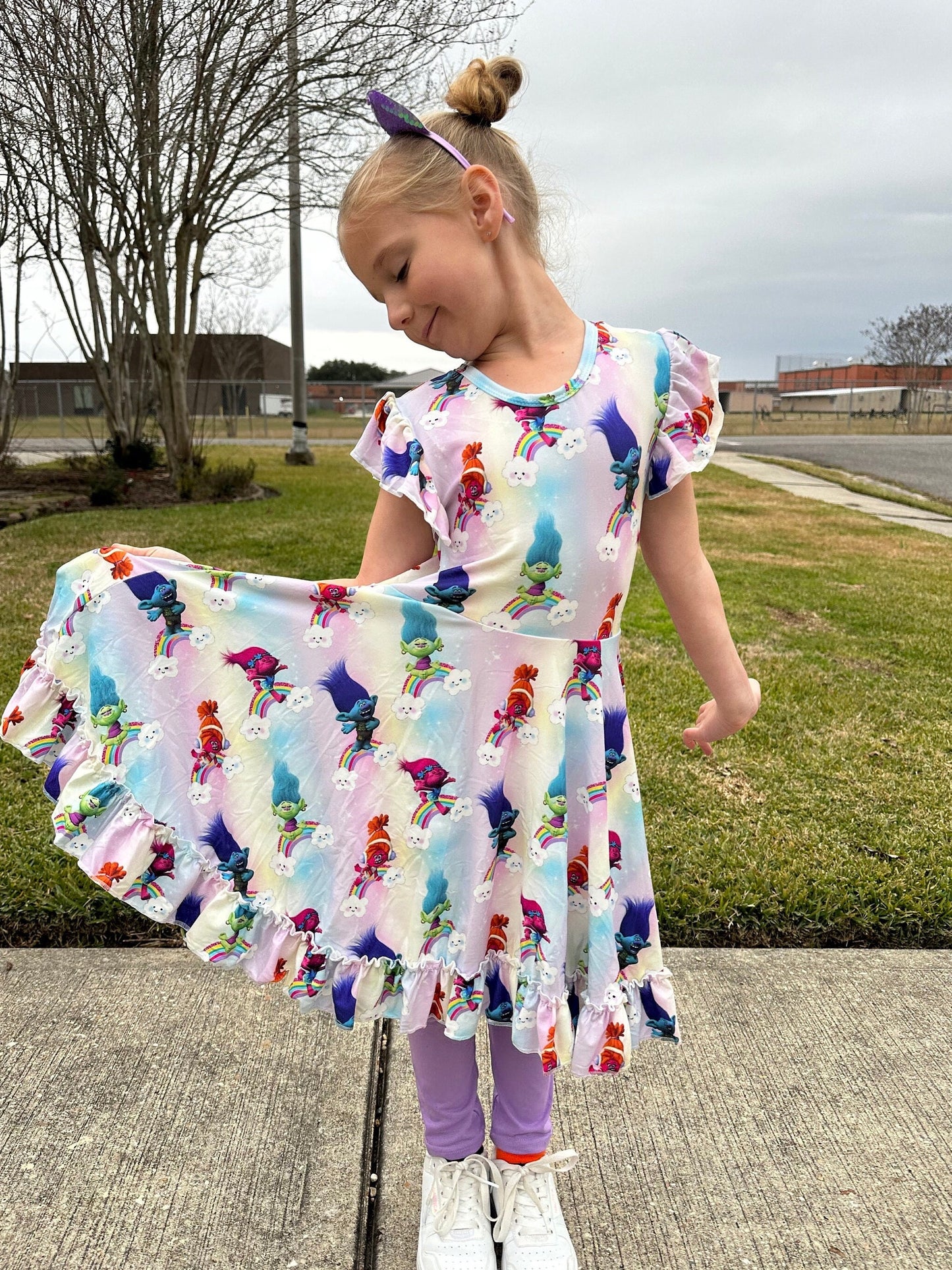 Trolls Bow Back Twirl Dress