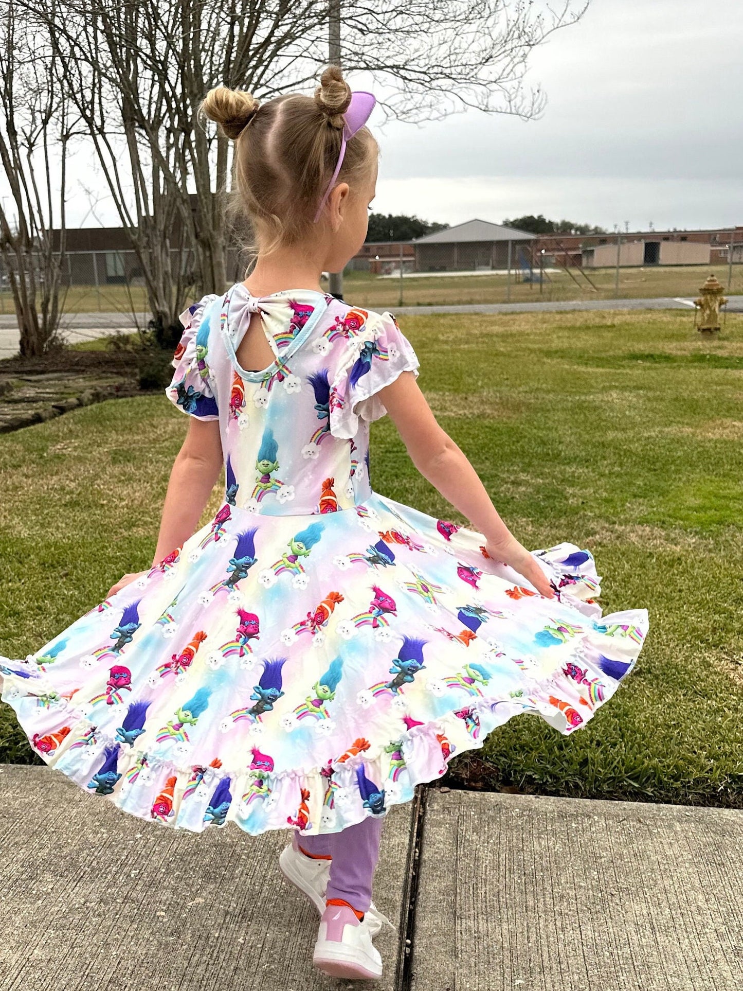 Trolls Bow Back Twirl Dress