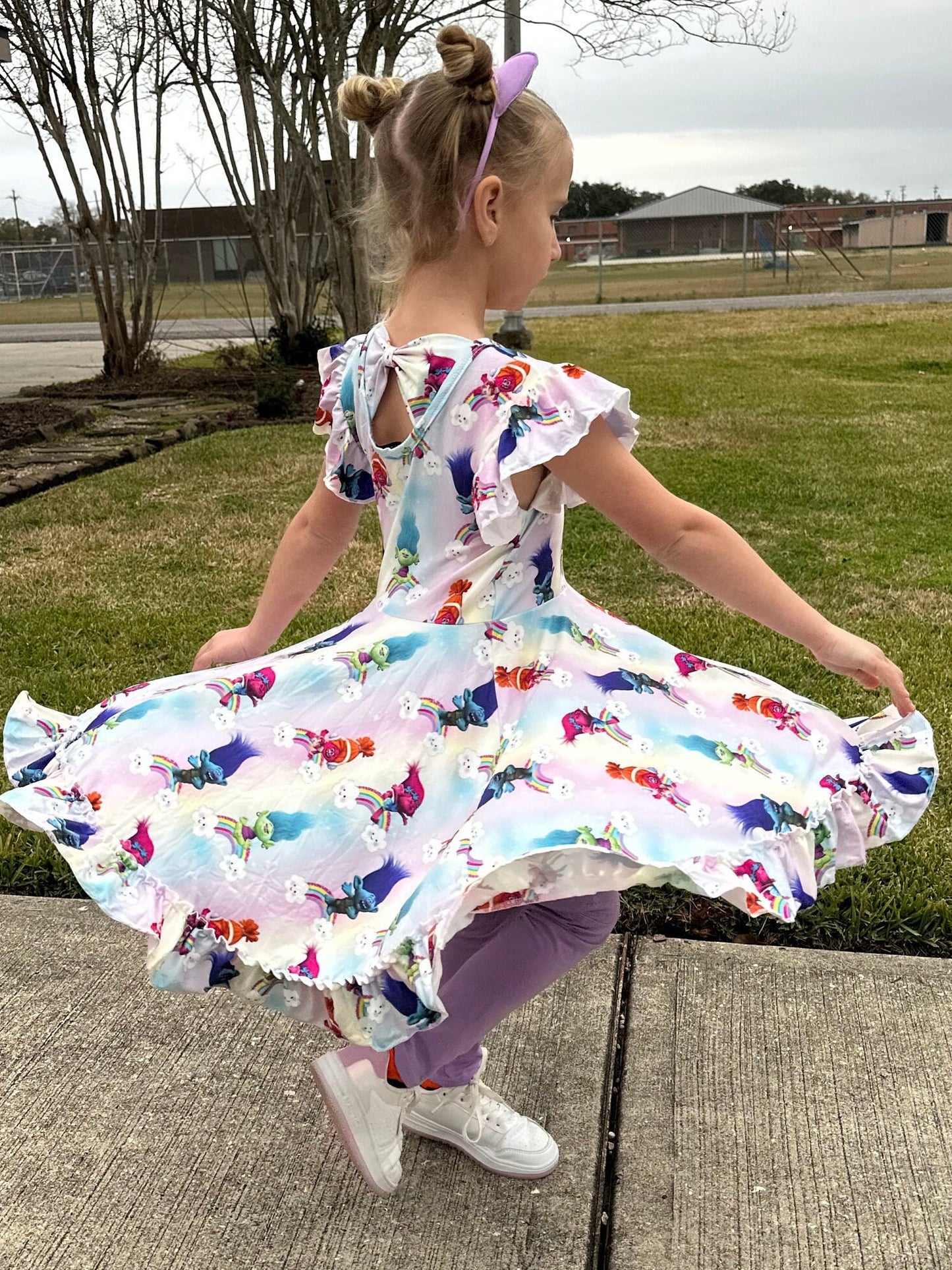 Trolls Bow Back Twirl Dress