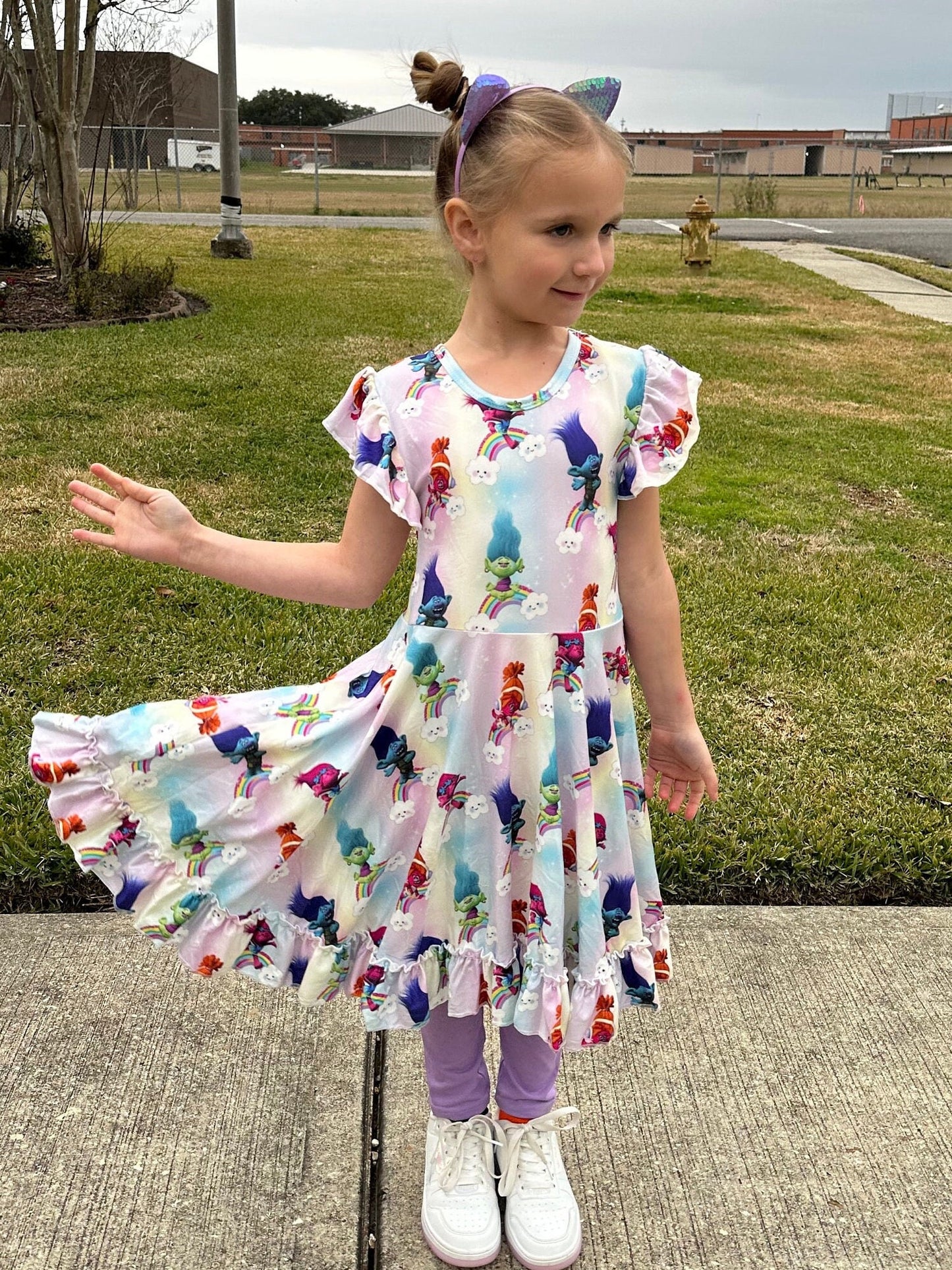 Trolls Bow Back Twirl Dress