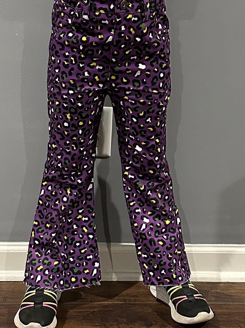 Mardi Gras Leopard Faux Denim Jeans