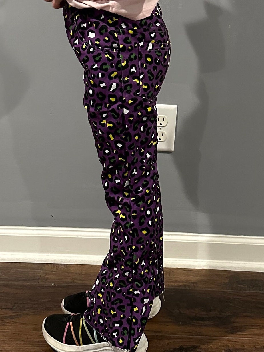 Mardi Gras Leopard Faux Denim Jeans