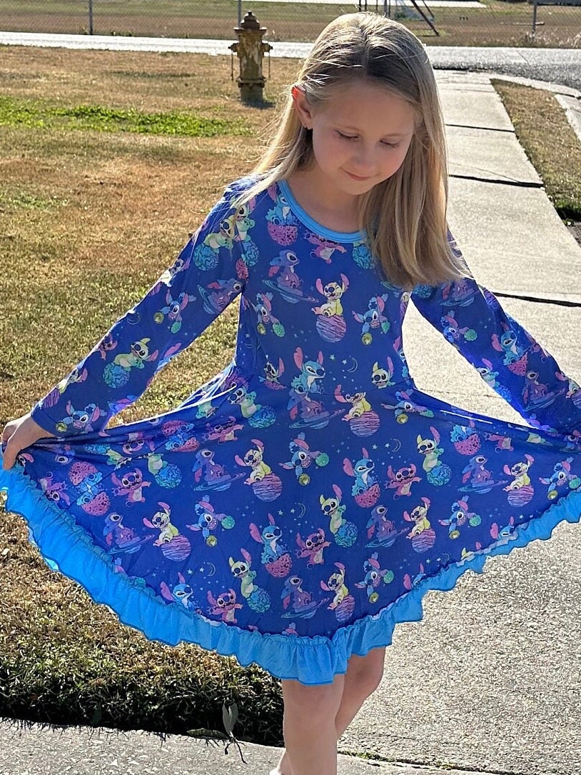 Blue Alien Outer Space Twirl Dress