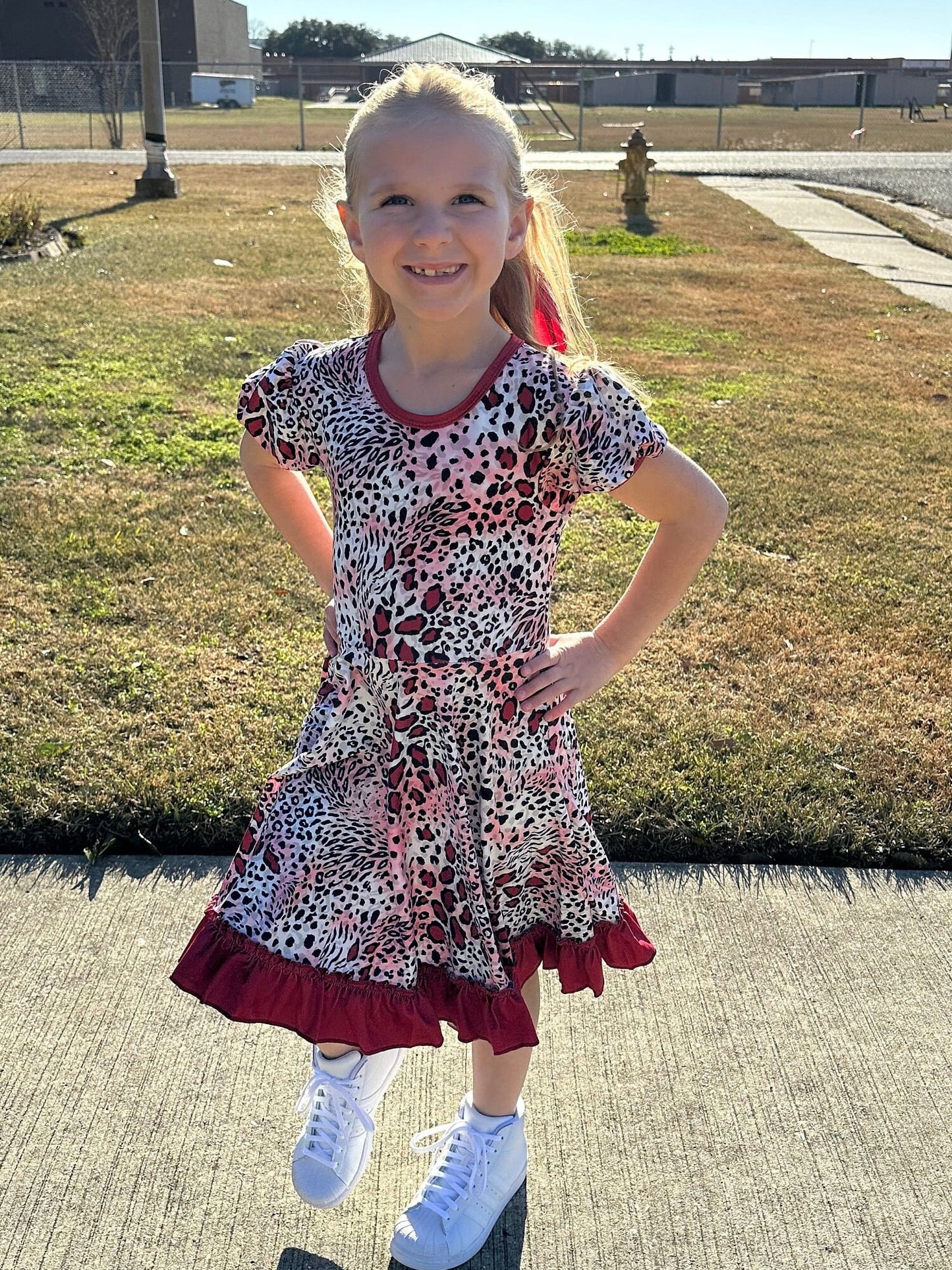 Ruby leopard twirl dress