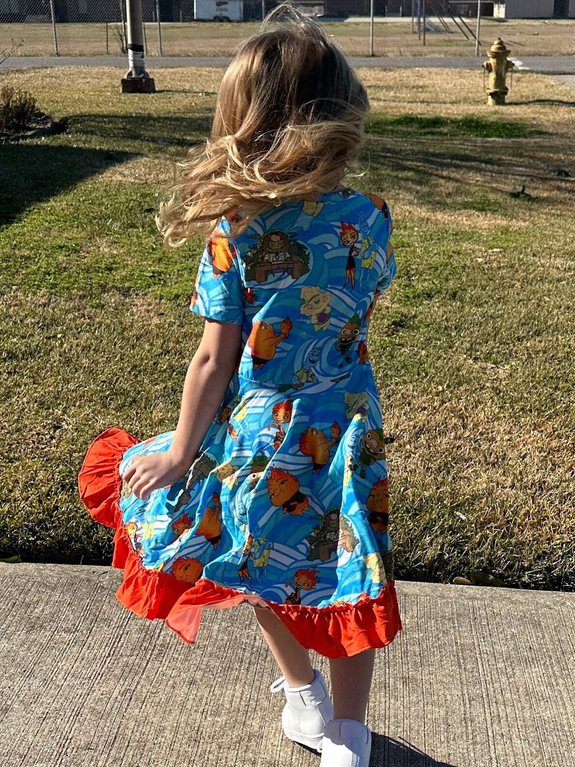 Water and Fire Elements Twirl Dress