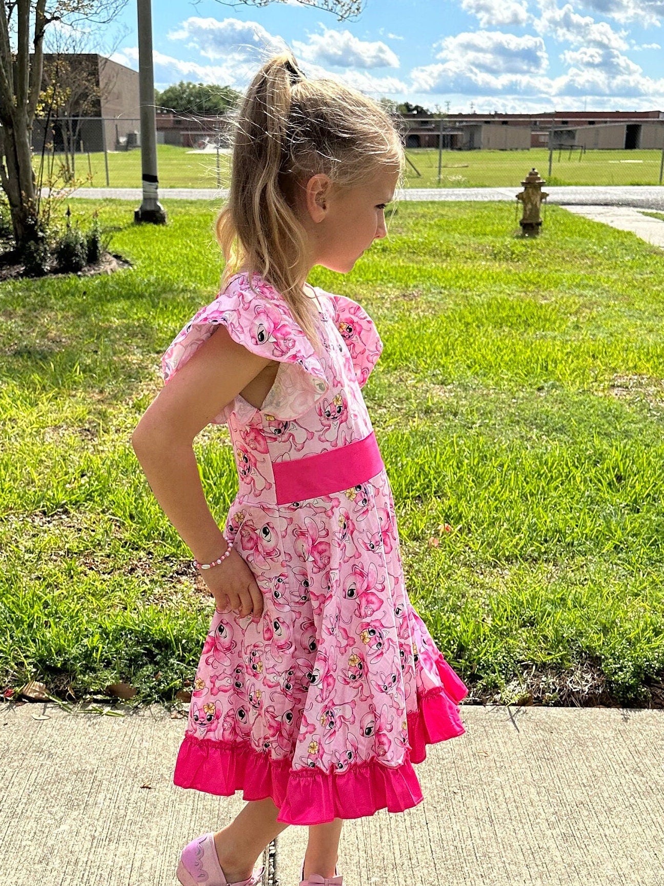 Angel Bow Back Twirl Dress