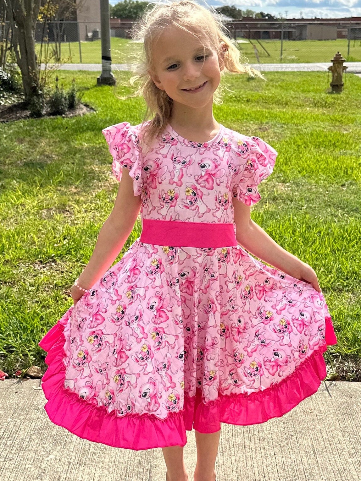 Angel Bow Back Twirl Dress