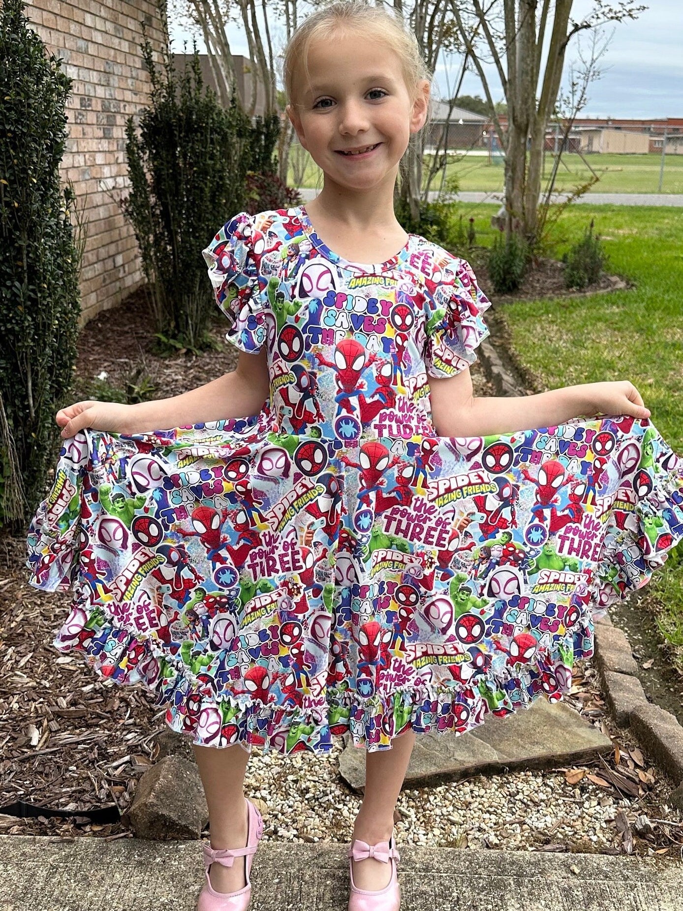 Super Hero and Friends Crossback twirl dress