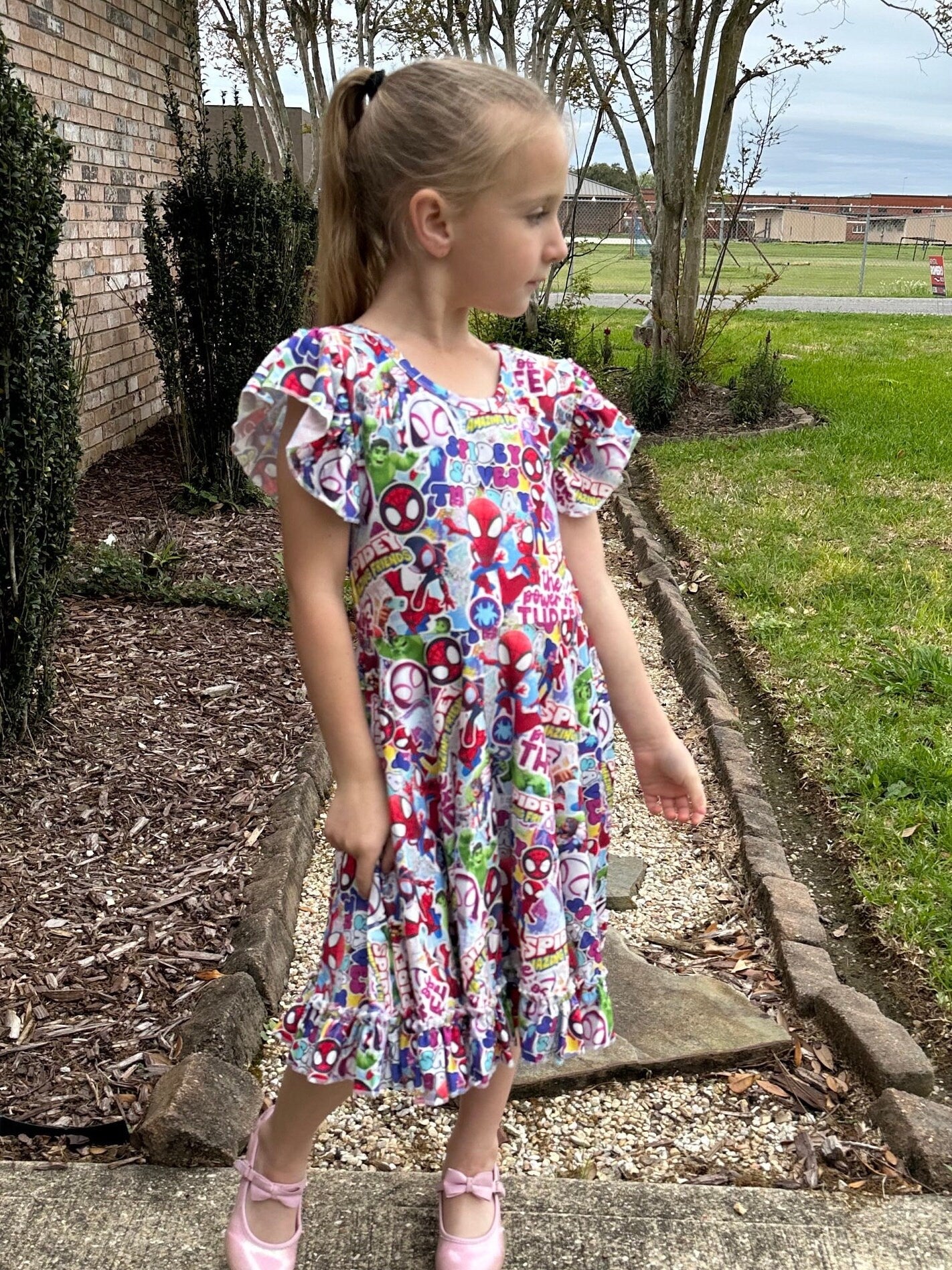 Super Hero and Friends Crossback twirl dress