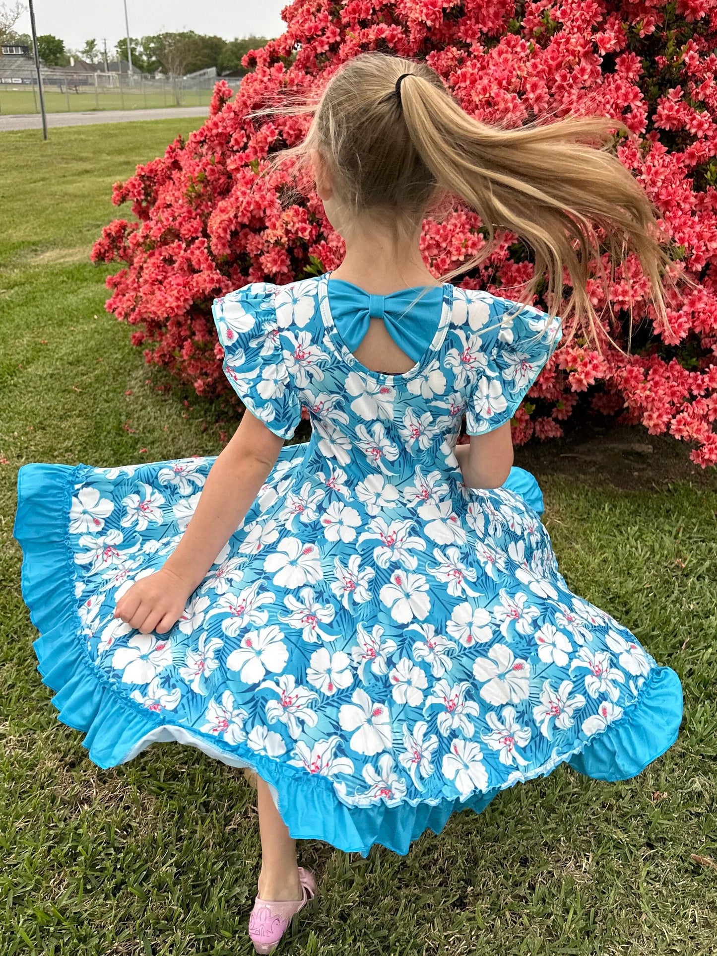 Hibiscus Bow Back Twirl Dress