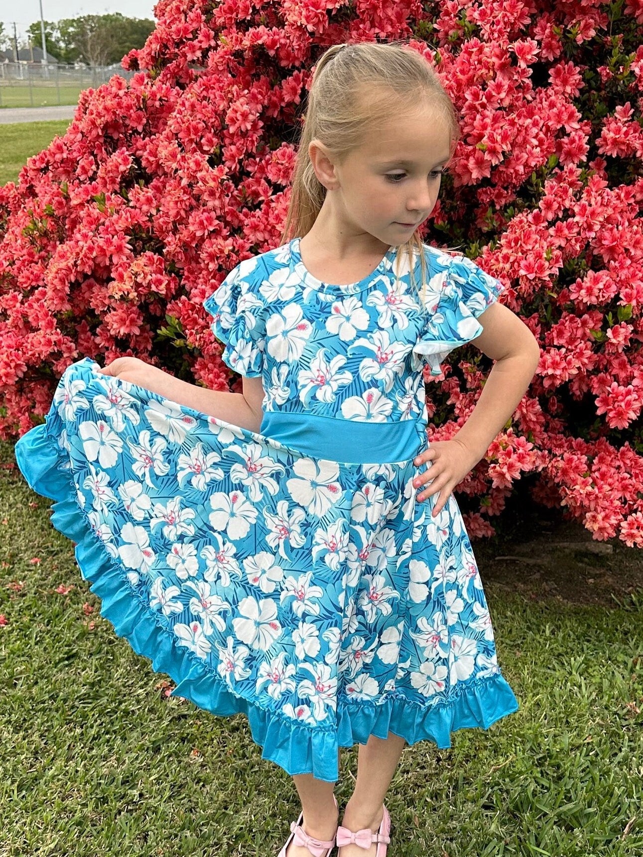 Hibiscus Bow Back Twirl Dress