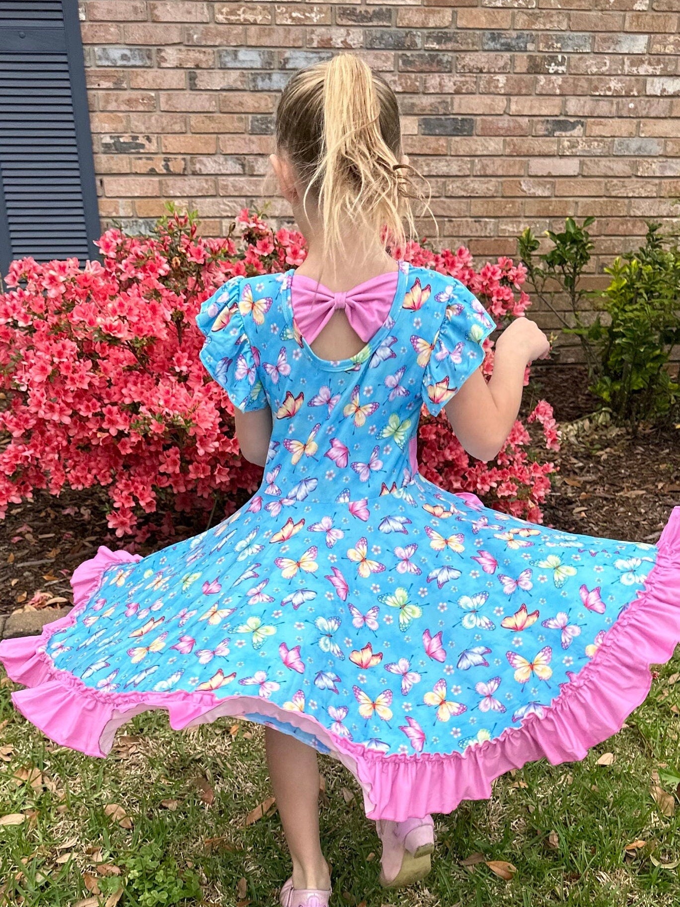 butterfly bow back twirl dress